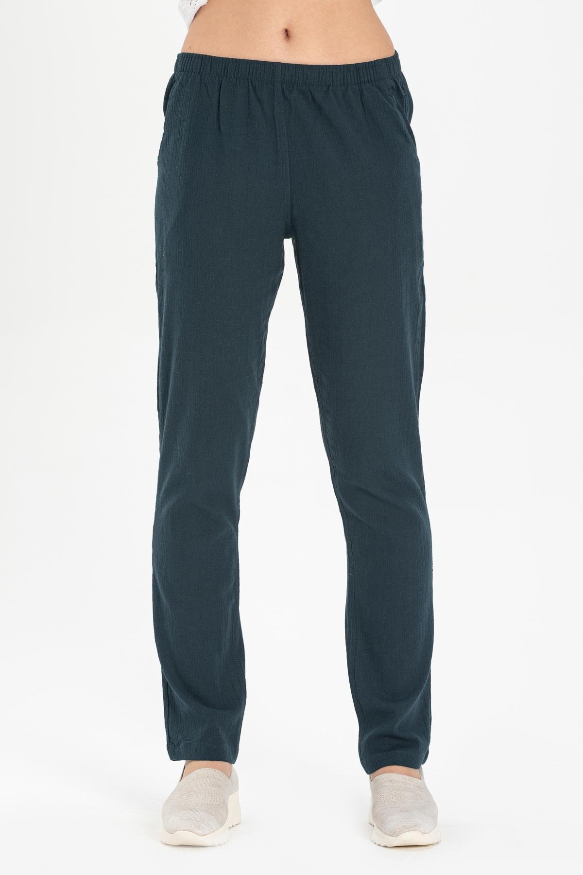 Sile Fabric Pocket Women Pants Petrol