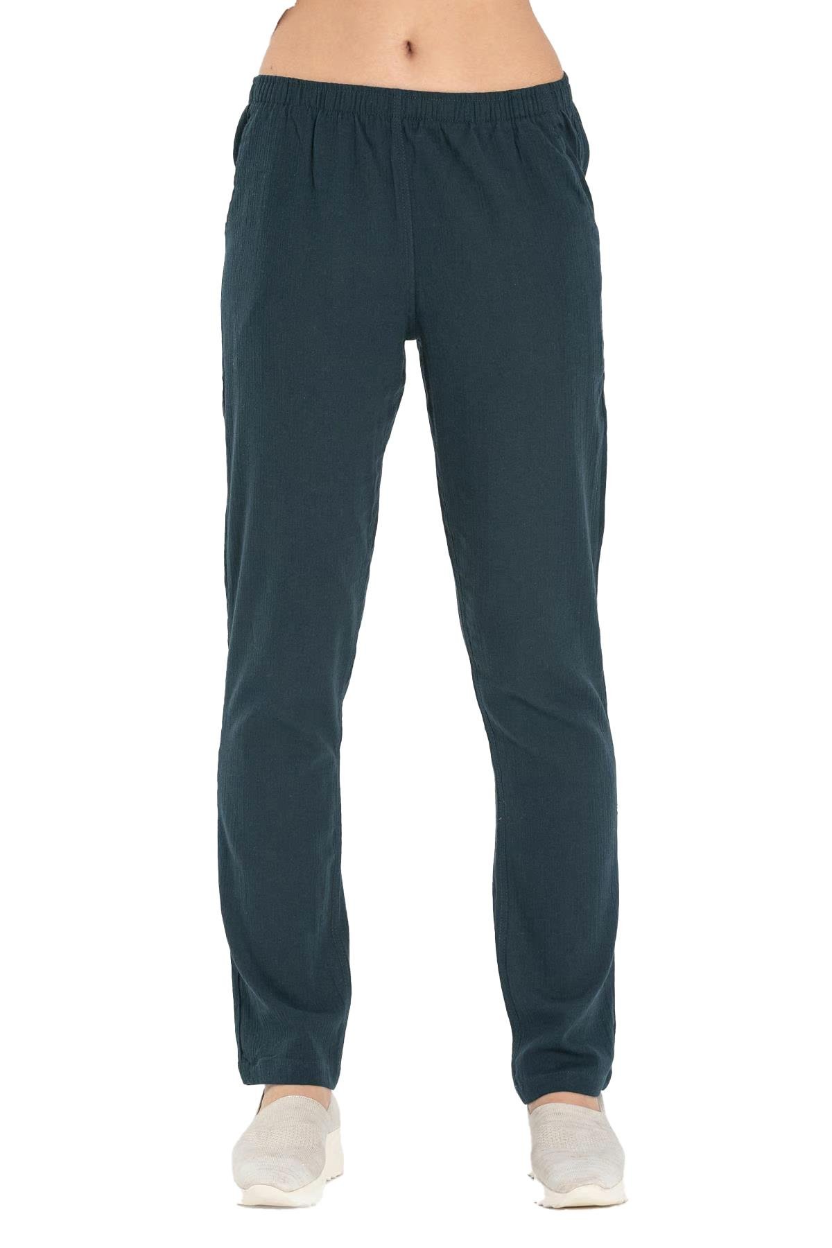 Sile Fabric Pocket Women Pants Petrol