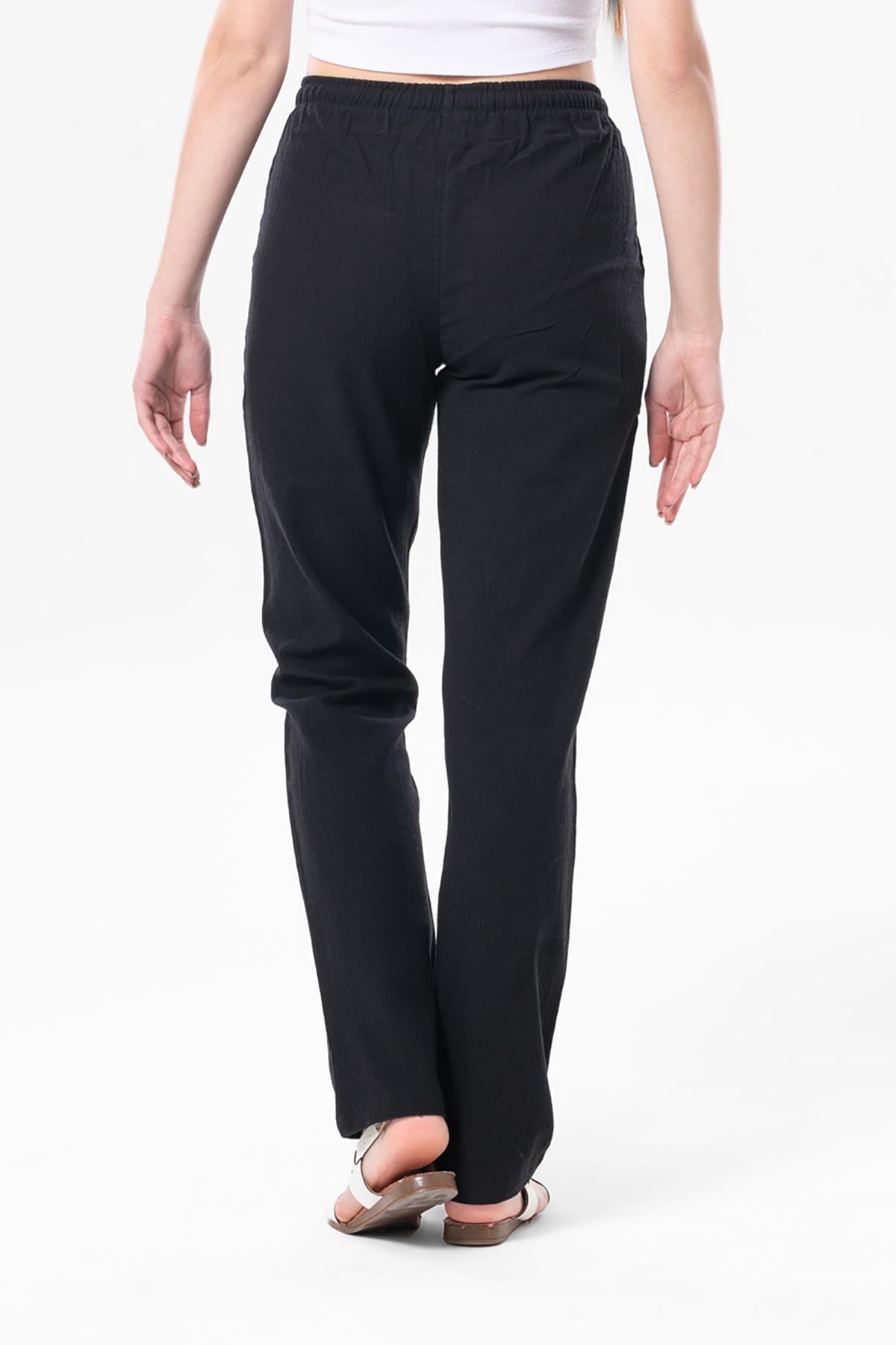 Şile Bezi Çift Cepli Unisex Yazlık Pantolon Siyah Syh