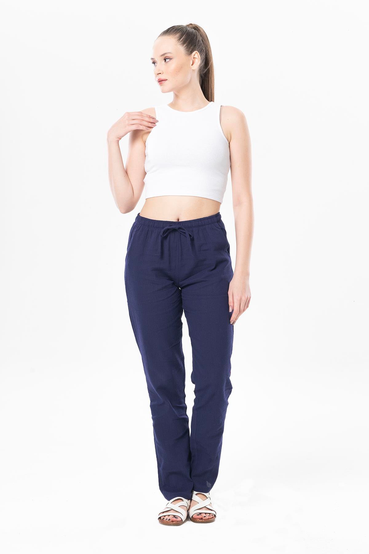 Şile Bezi Çift Cepli Unisex Yazlık Pantolon Mor Mor