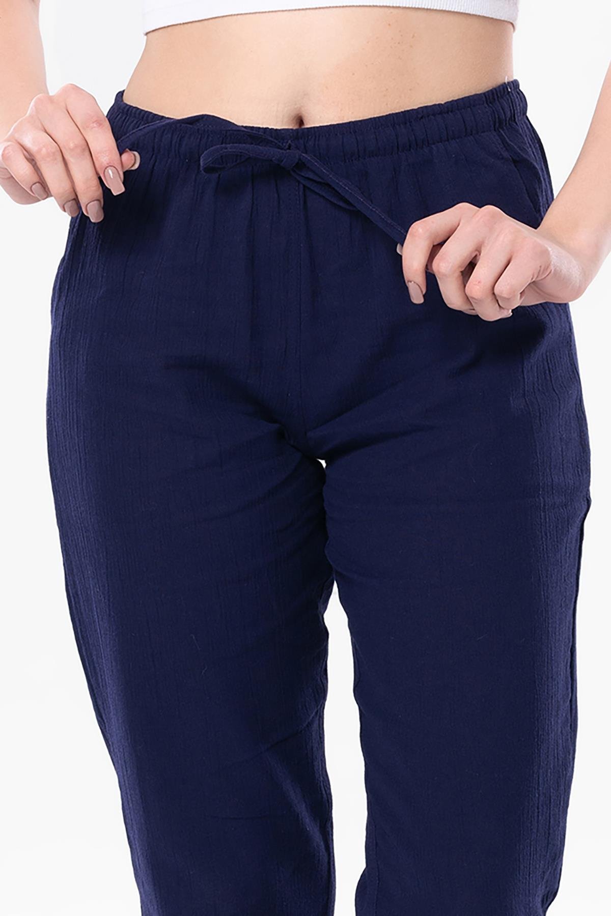 Şile Bezi Çift Cepli Unisex Yazlık Pantolon Mor Mor