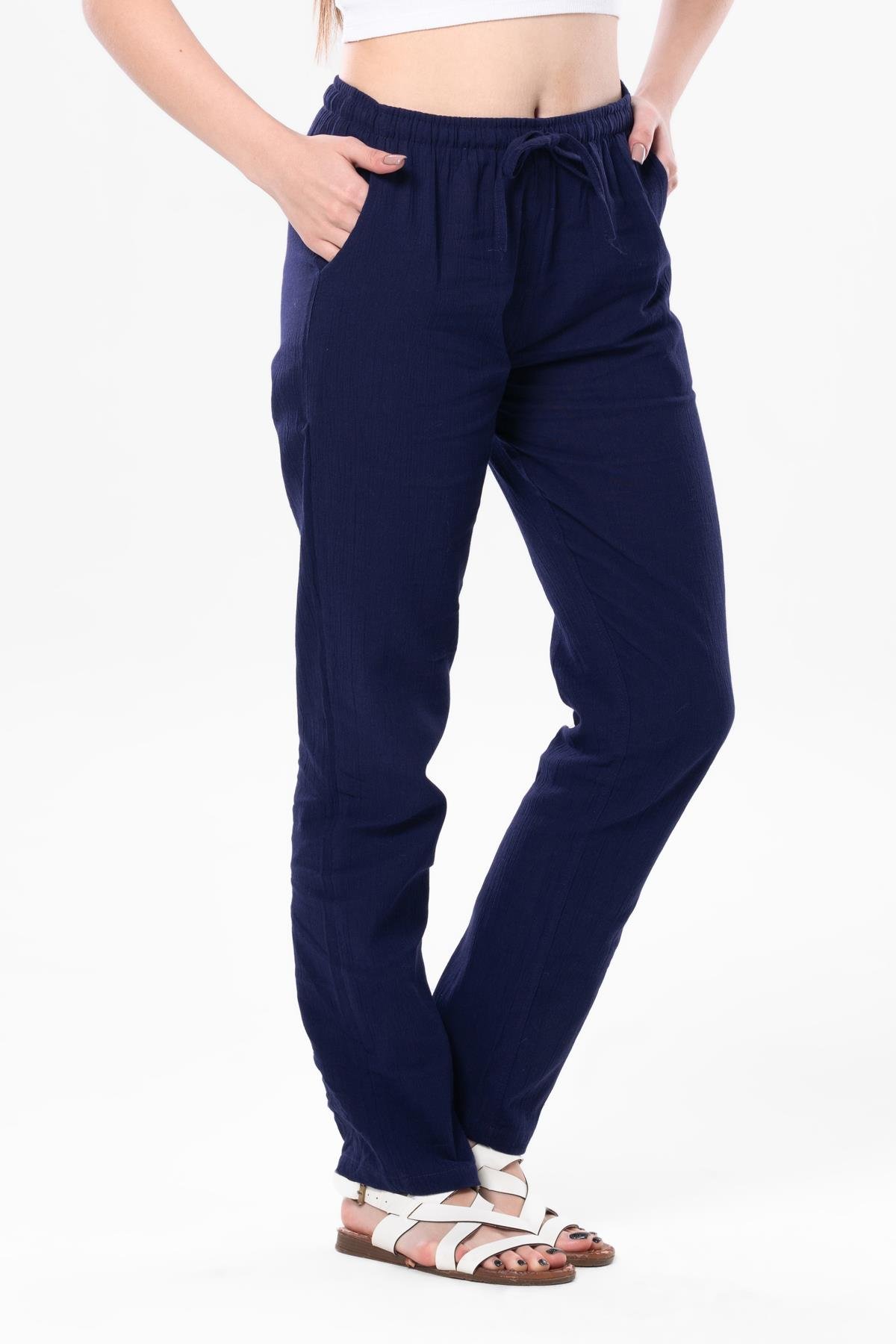 Şile Bezi Çift Cepli Unisex Yazlık Pantolon Mor Mor