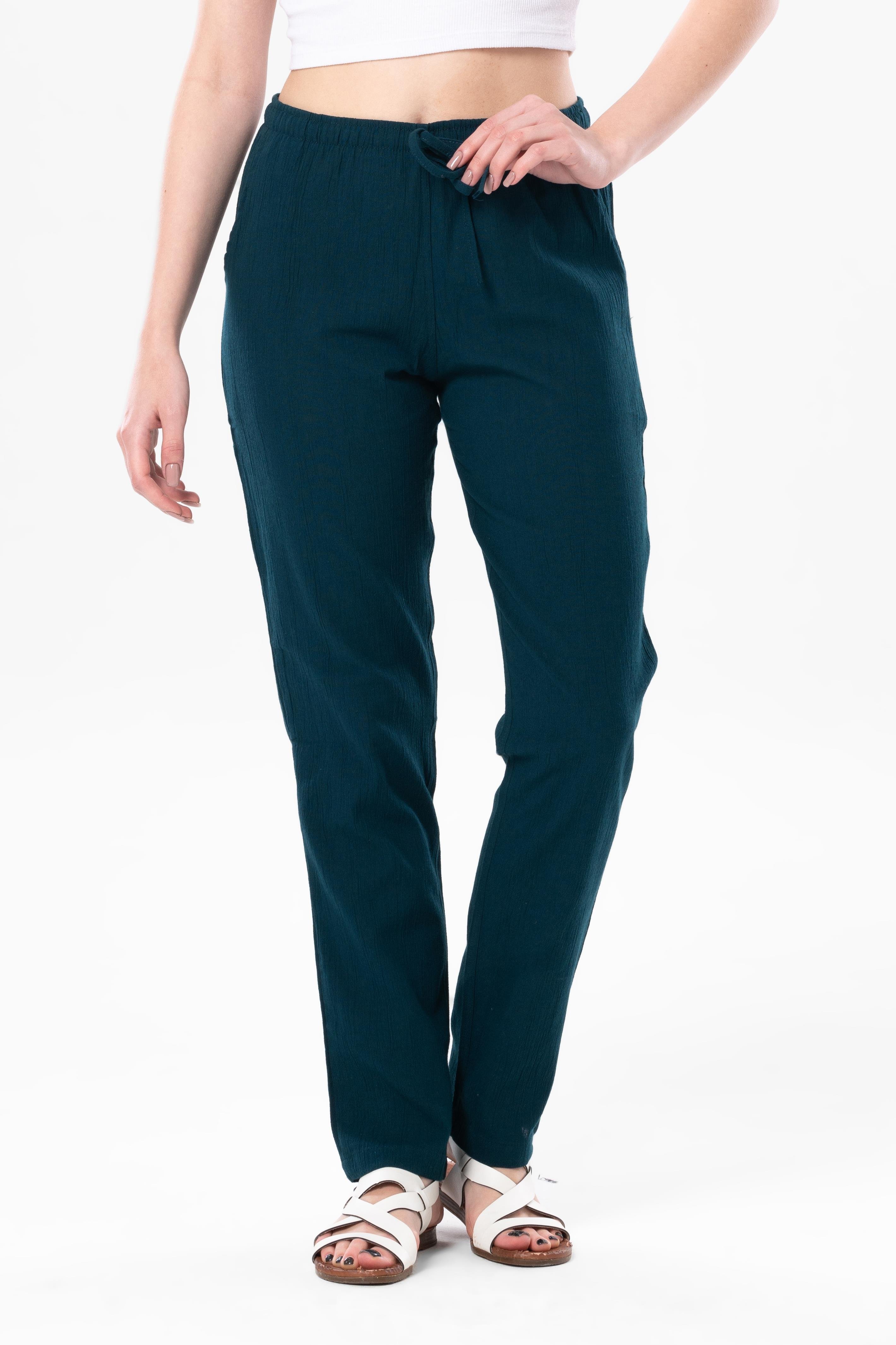 Şile Bezi Çift Cepli Unisex Yazlık Pantolon Petrol Ptrl