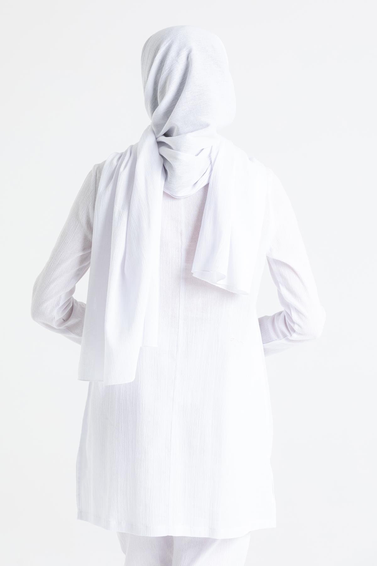 Şile Bezi Çiğdem Nakışlı Şal Beyaz Byz