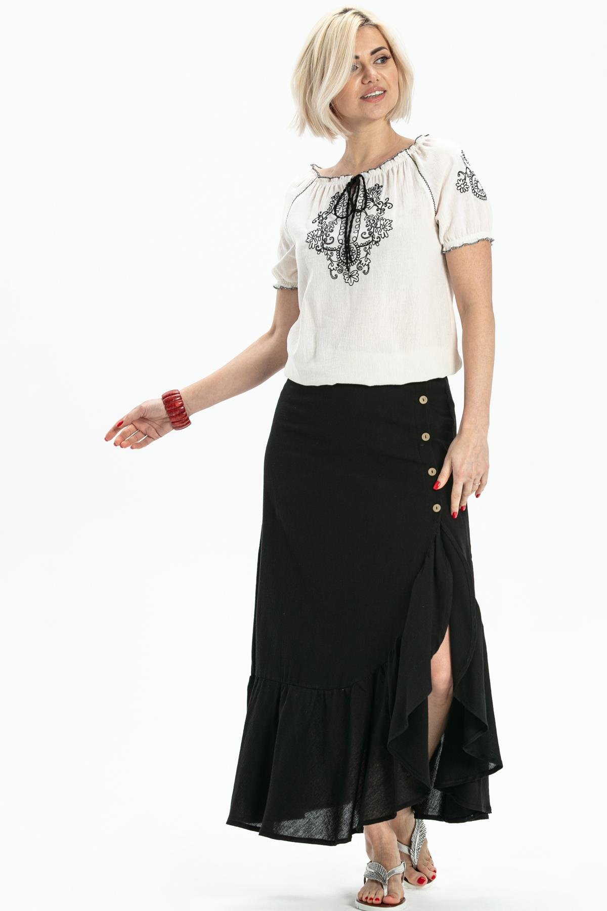 Şile Fabric Derin Long Skirt Black