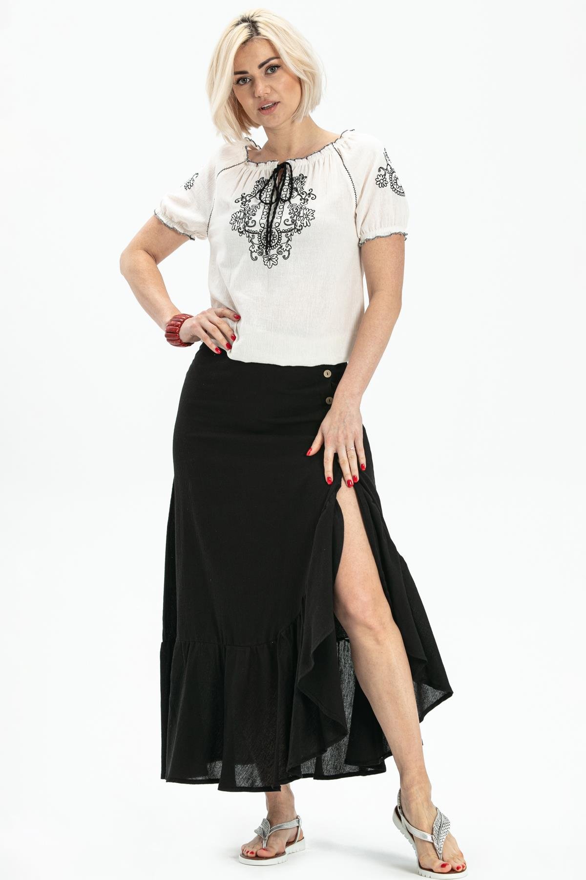 Şile Fabric Derin Long Skirt Black