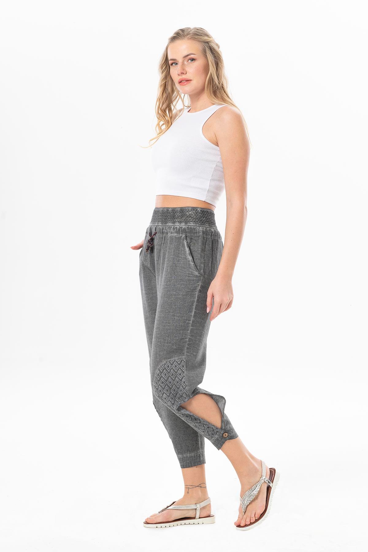 Şile Bezi Esma Bağlamalı Yazlık Şalvar Füme Fm