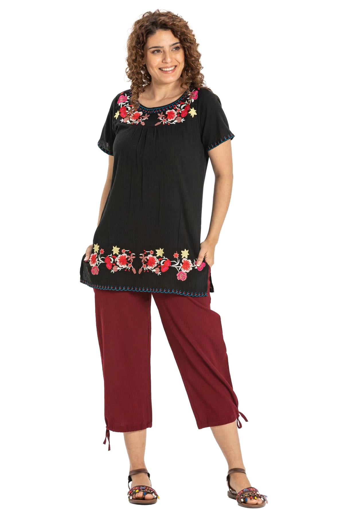 Sile Fabric Women Capri Claret Red
