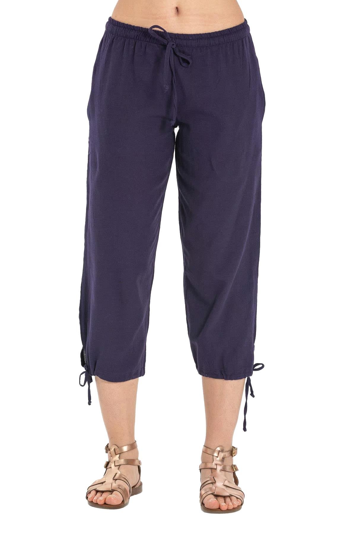 Sile Fabric Women Capri Purple