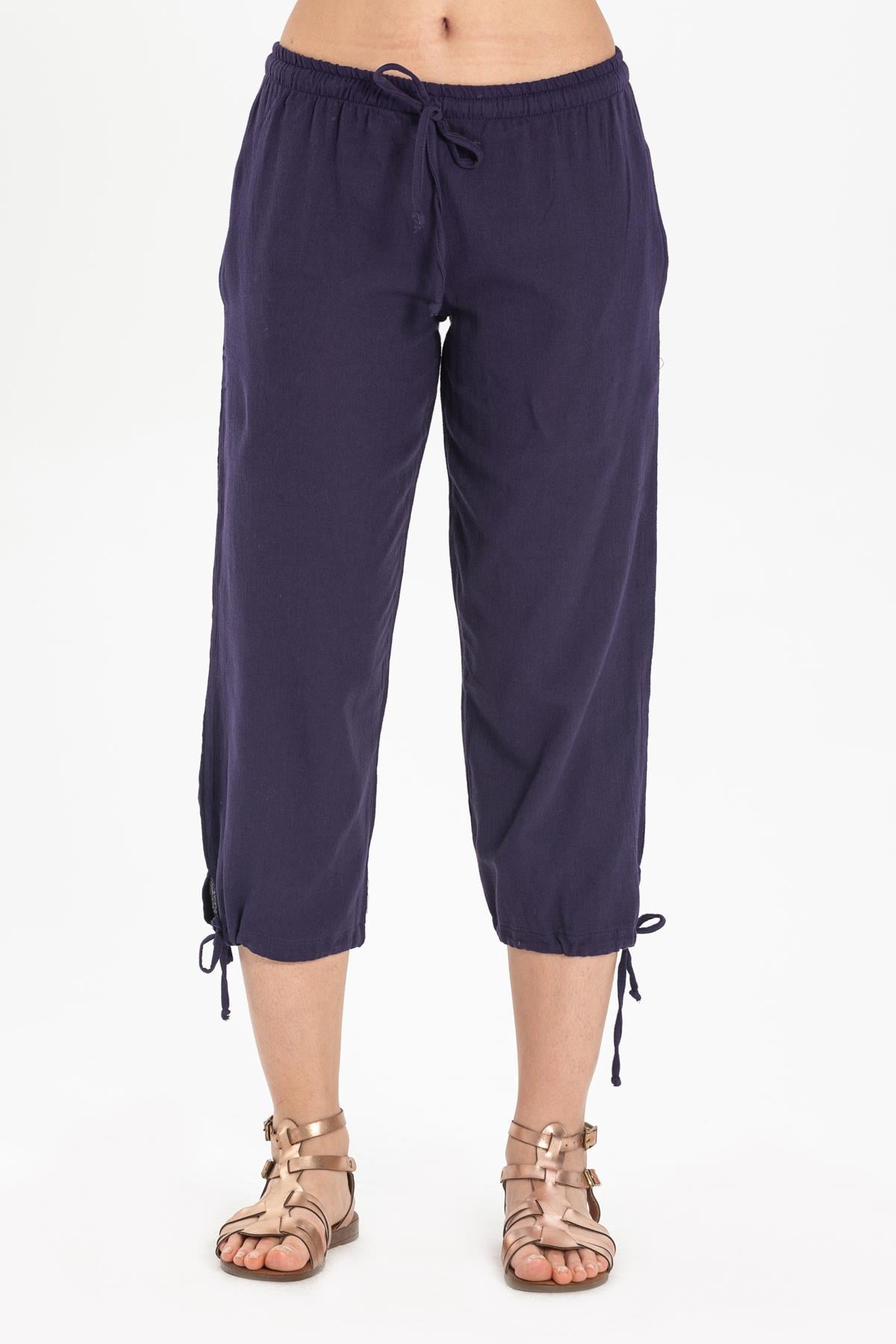 Sile Fabric Women Capri Purple