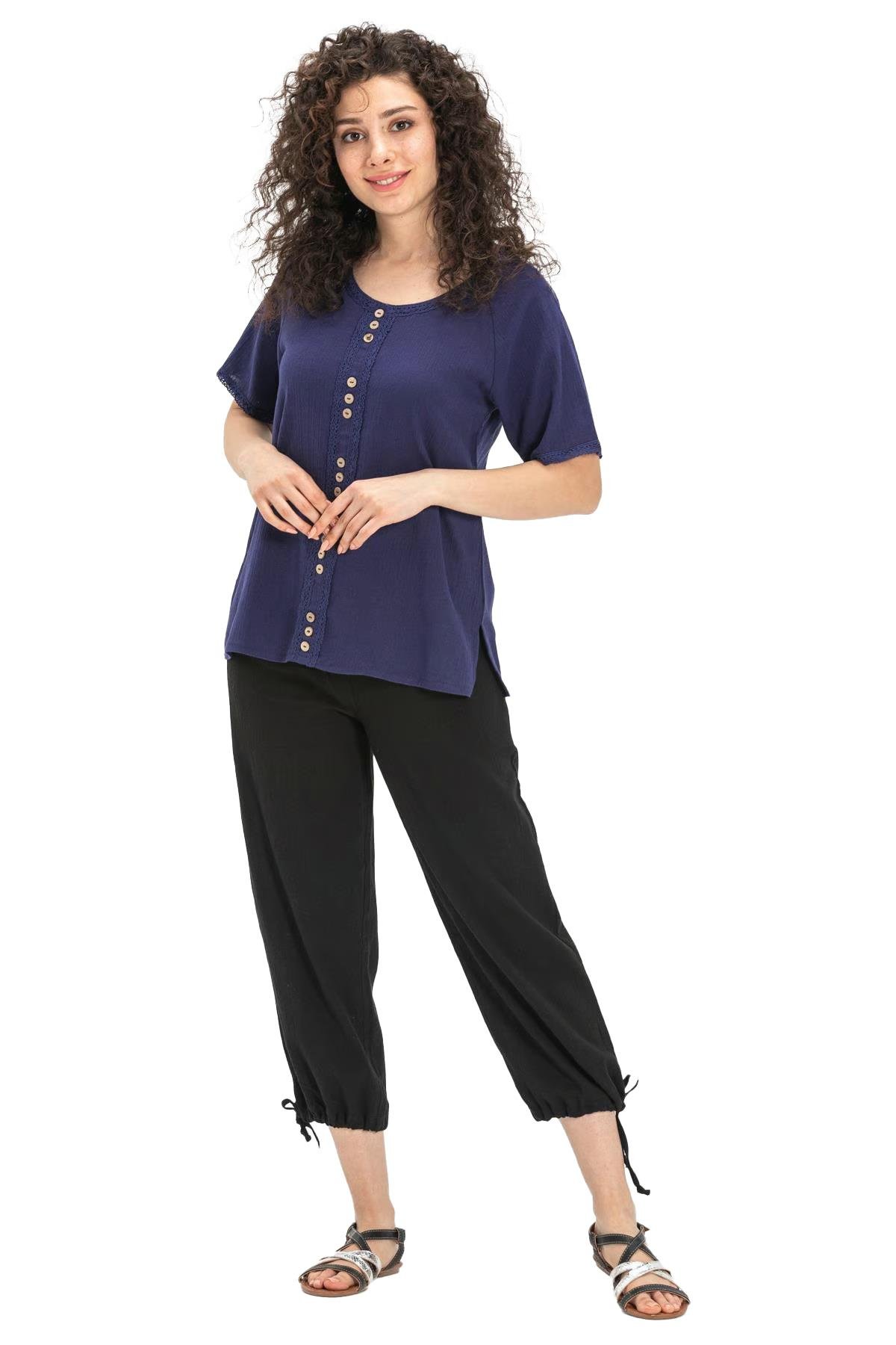 Sile Fabric Women Capri Black