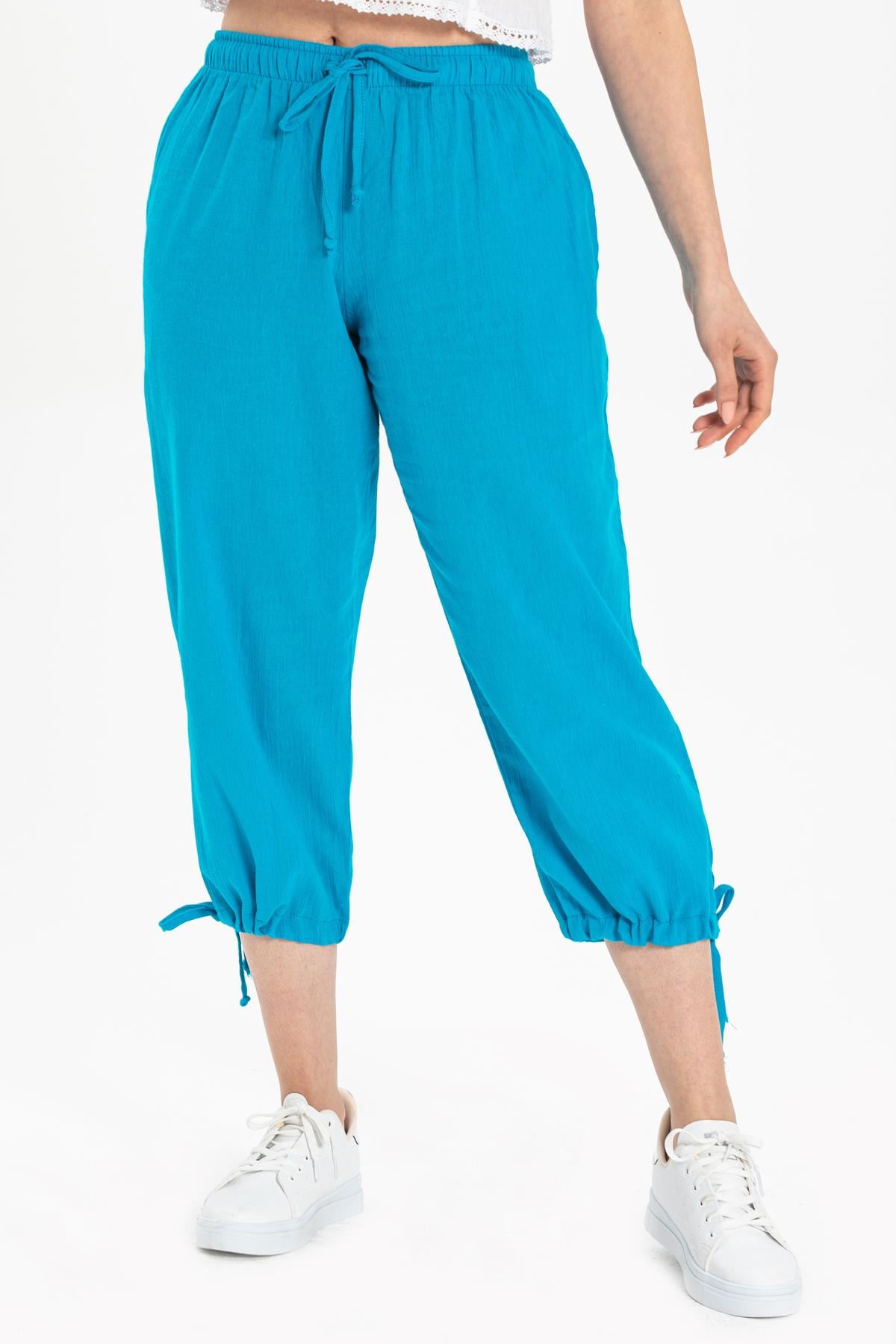 Sile Fabric Women Capri Turquoise