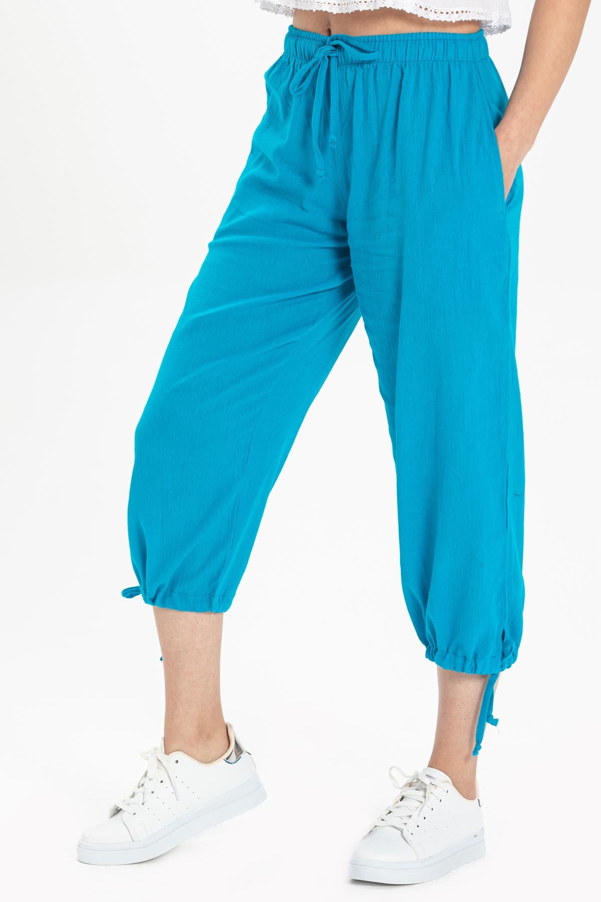 Sile Fabric Women Capri Turquoise