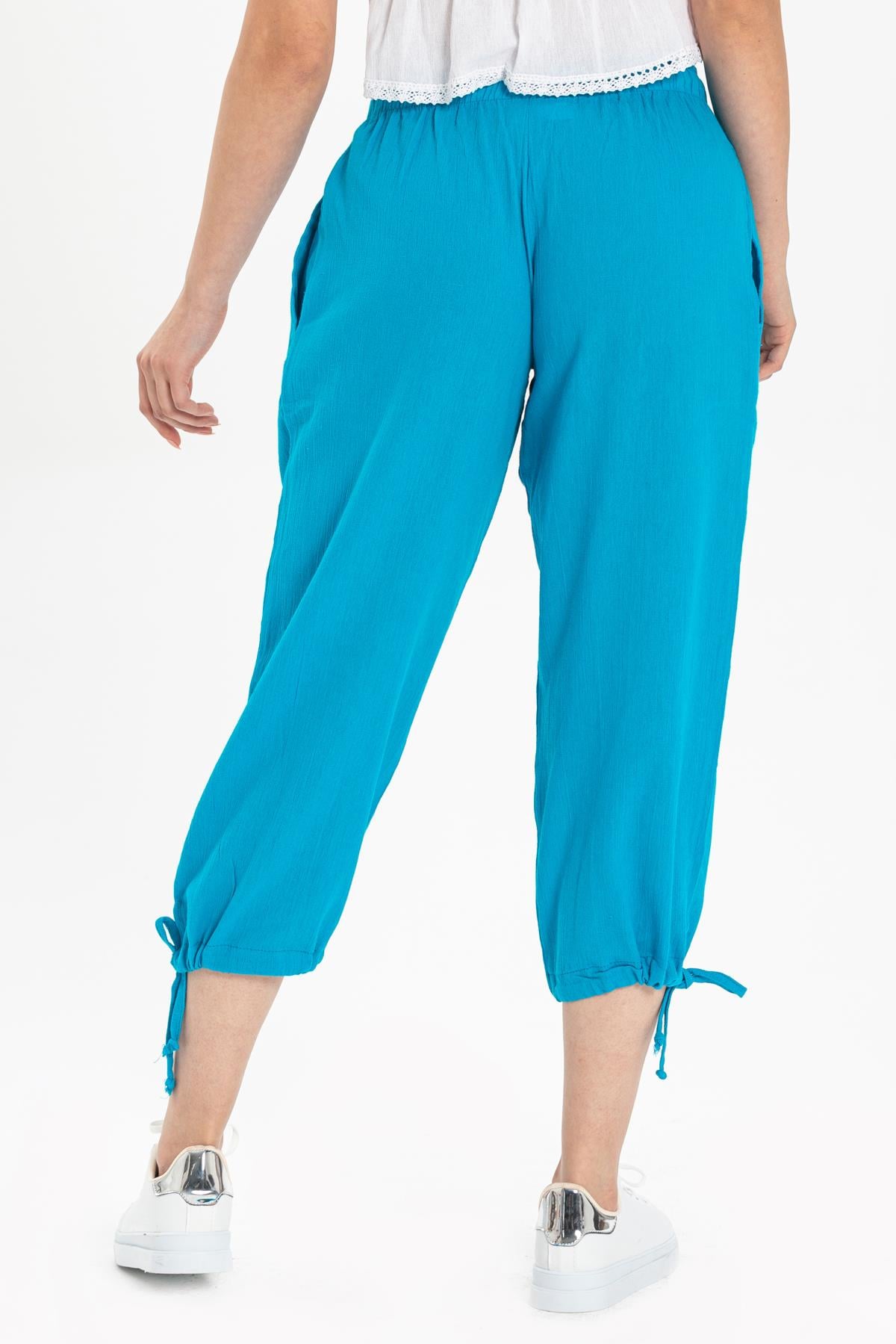 Sile Fabric Women Capri Turquoise