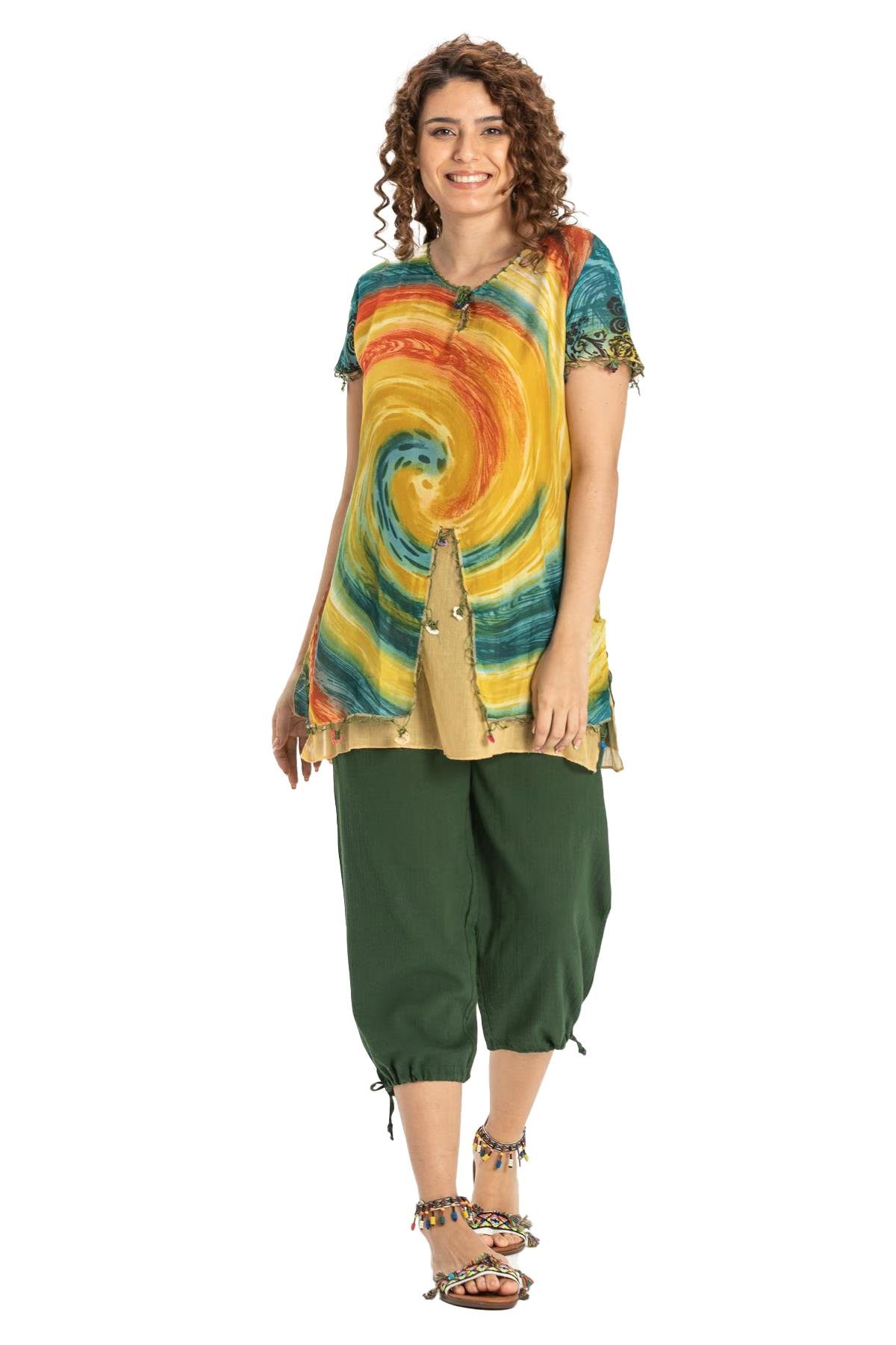 Sile Fabric Women Capri Green