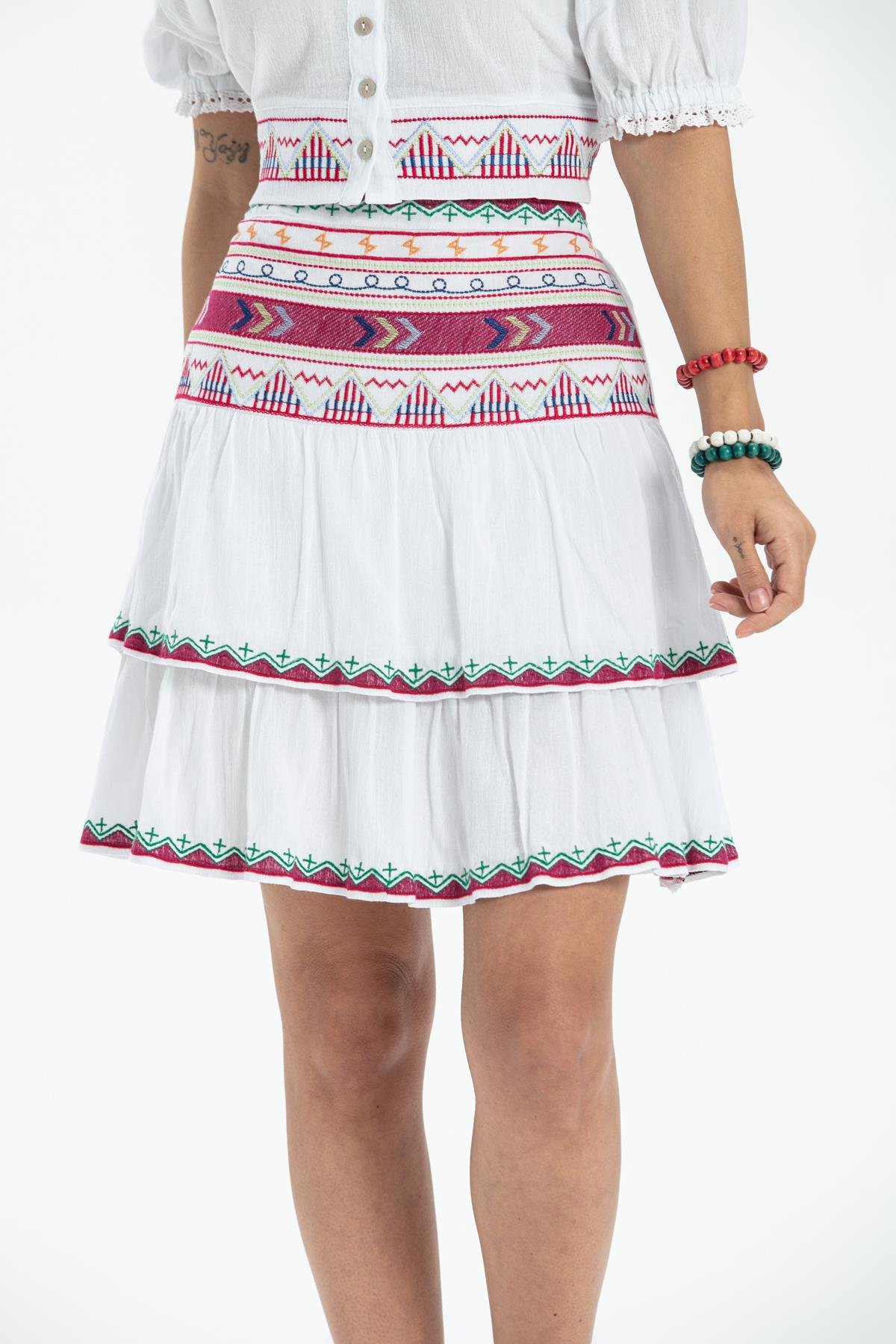 Şile Bezi Latin Mini Etek Beyaz Byz