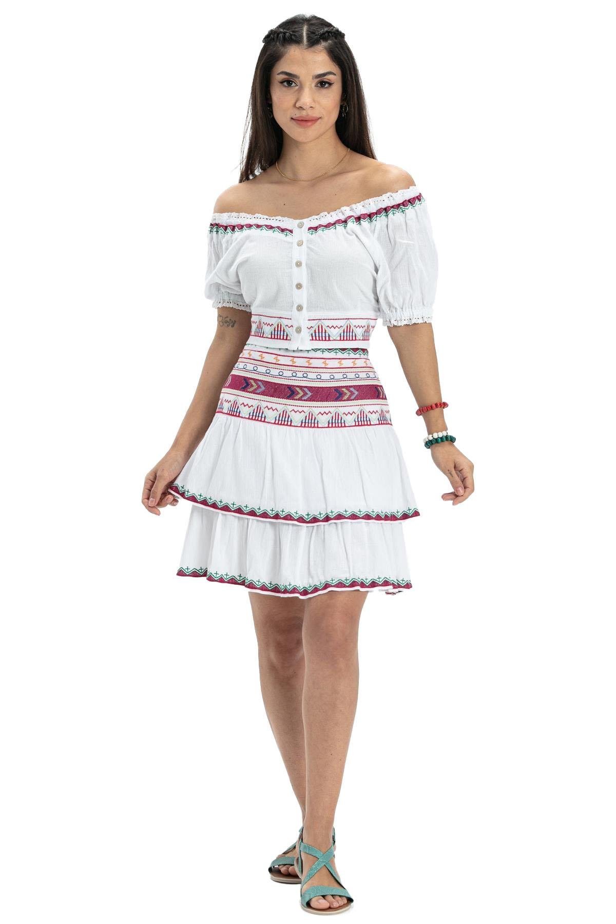 Şile Bezi Latin Mini Etek Beyaz Byz