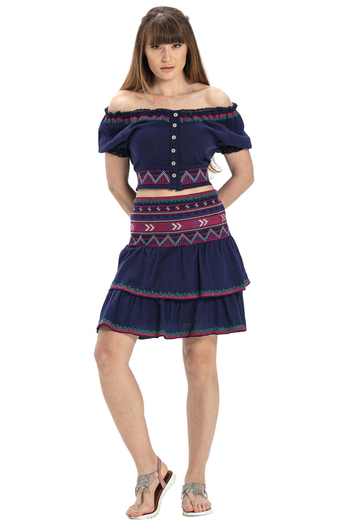 Şile Bezi Latin Mini Etek Mor Mor