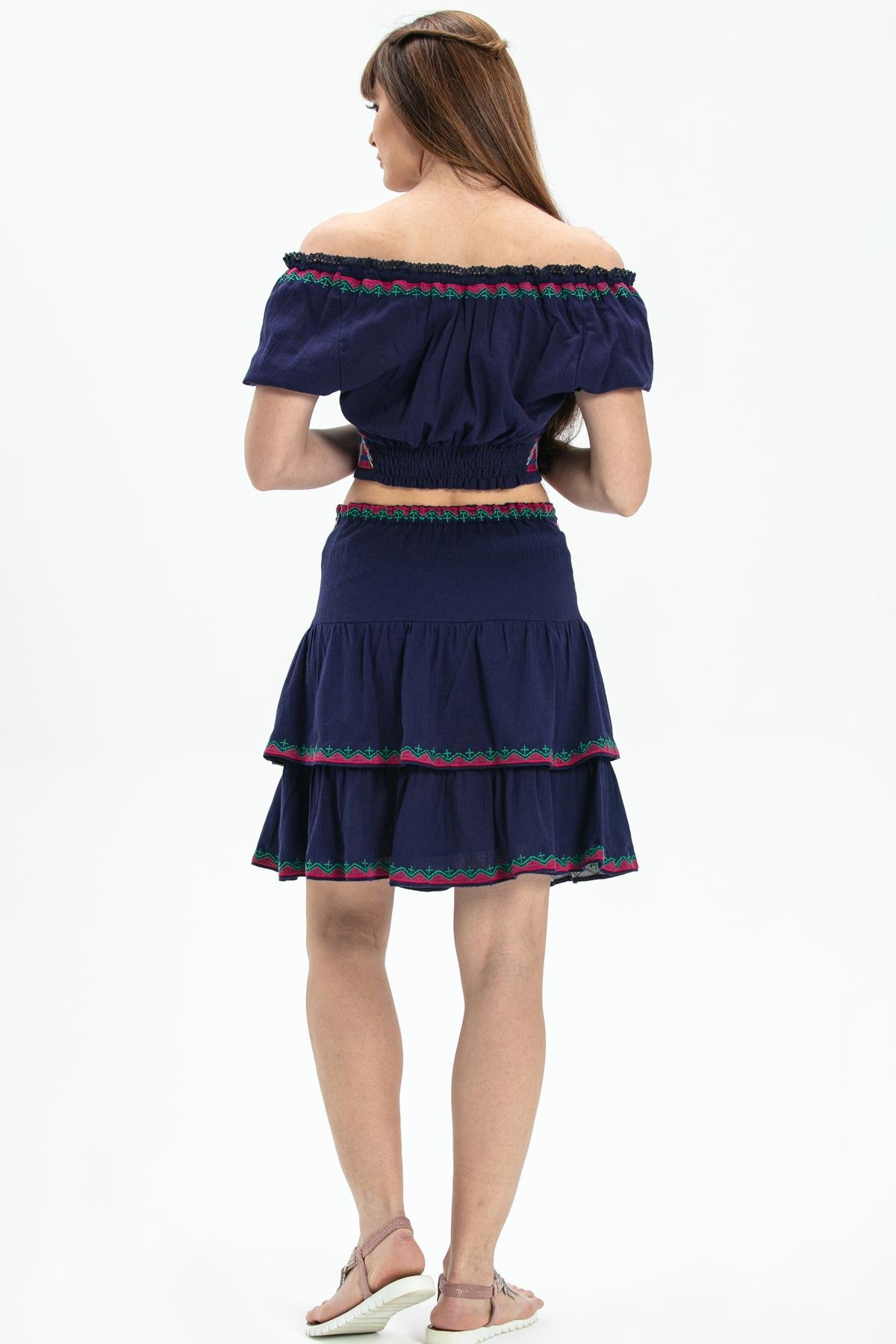 Şile Bezi Latin Mini Etek Mor Mor