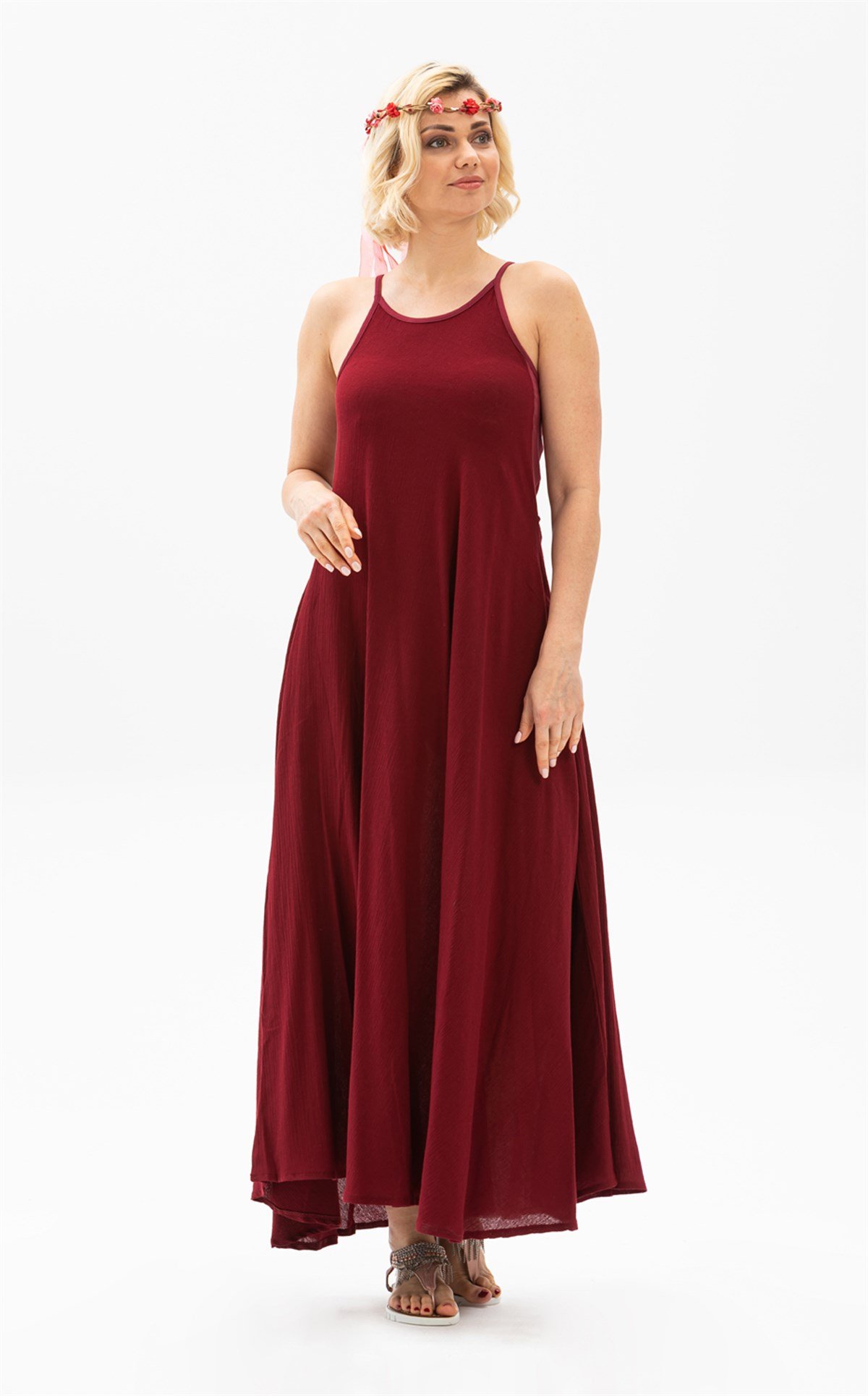 Sima Şile Bezi Elbise Bordo