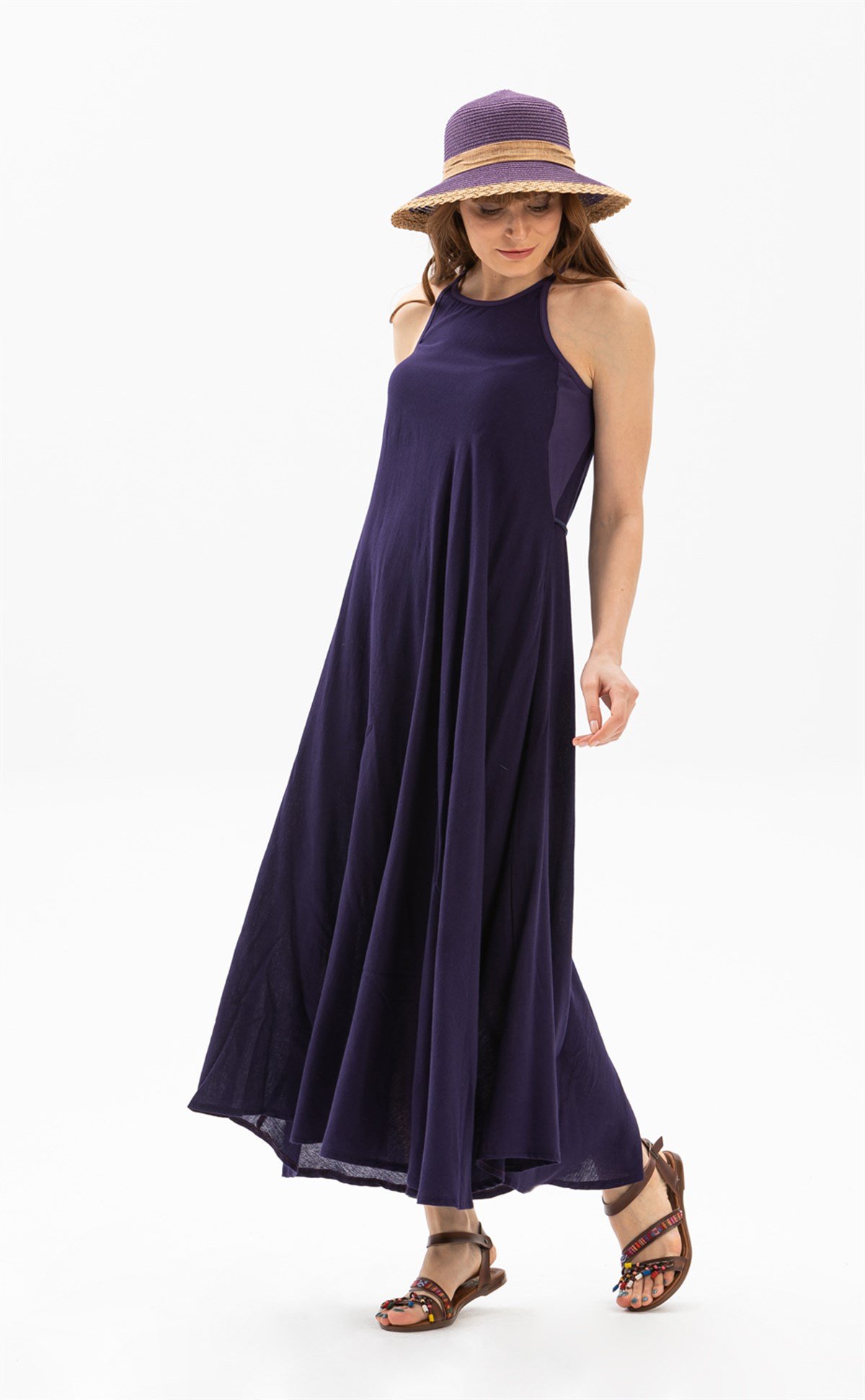 Sima Şile Bezi Elbise Mor