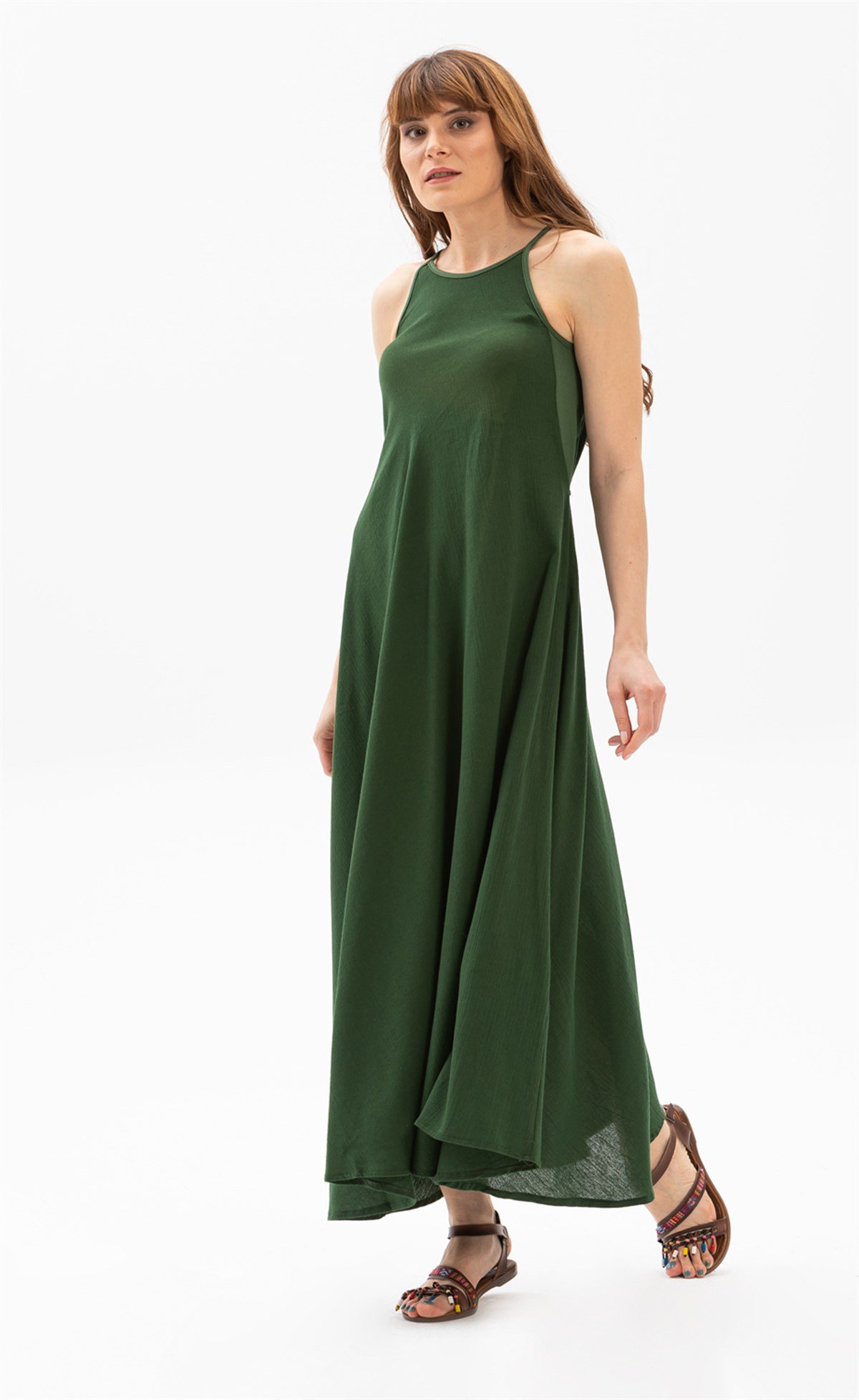 Sima Şile Bezi Elbise Yeşil