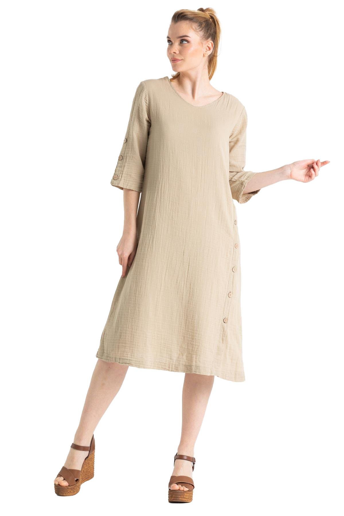 Truvakar Kol Müslin İzel Midi Boy Elbise Vizon Vzn