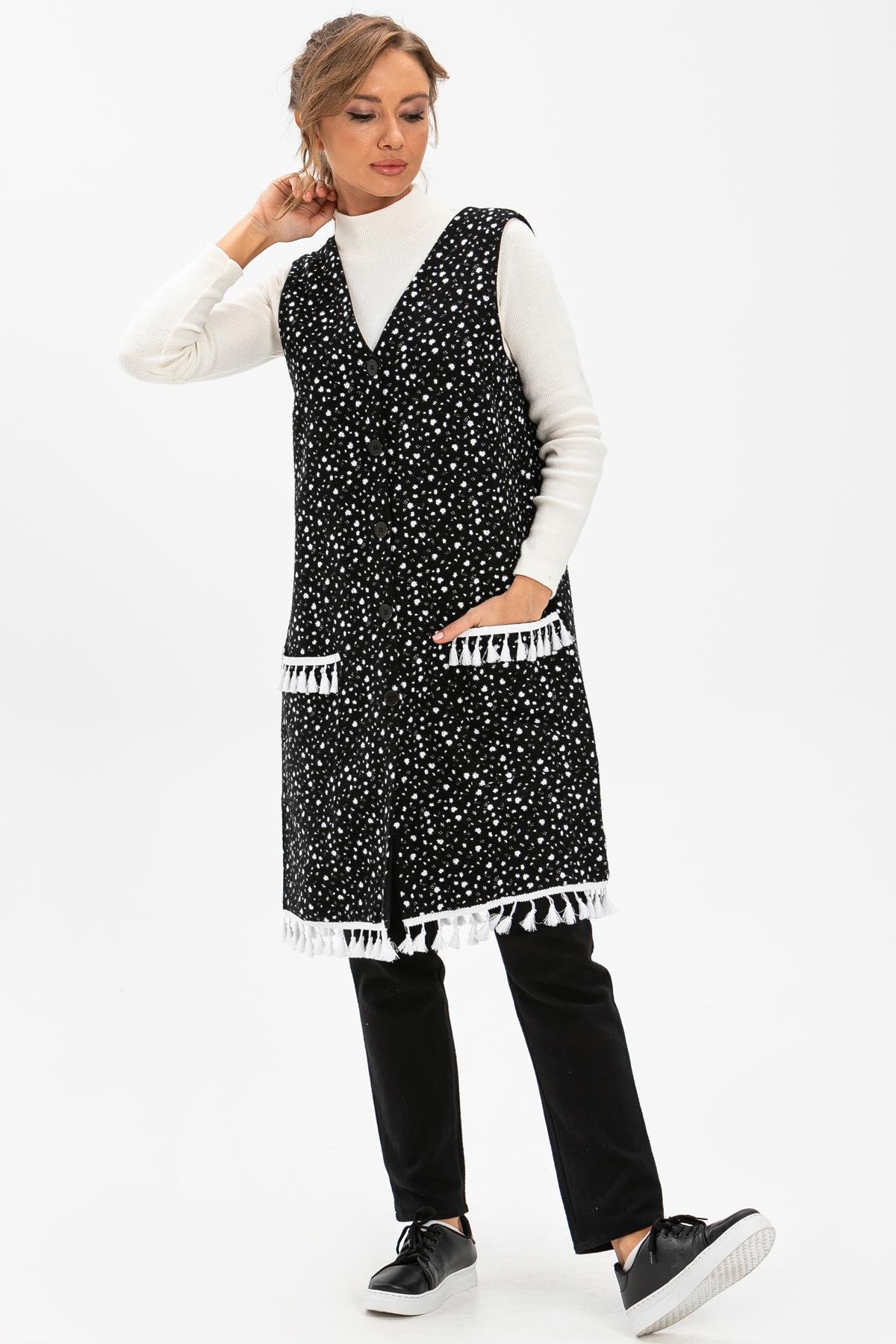 Tuğba Flannel Vest Crispy Pattern White