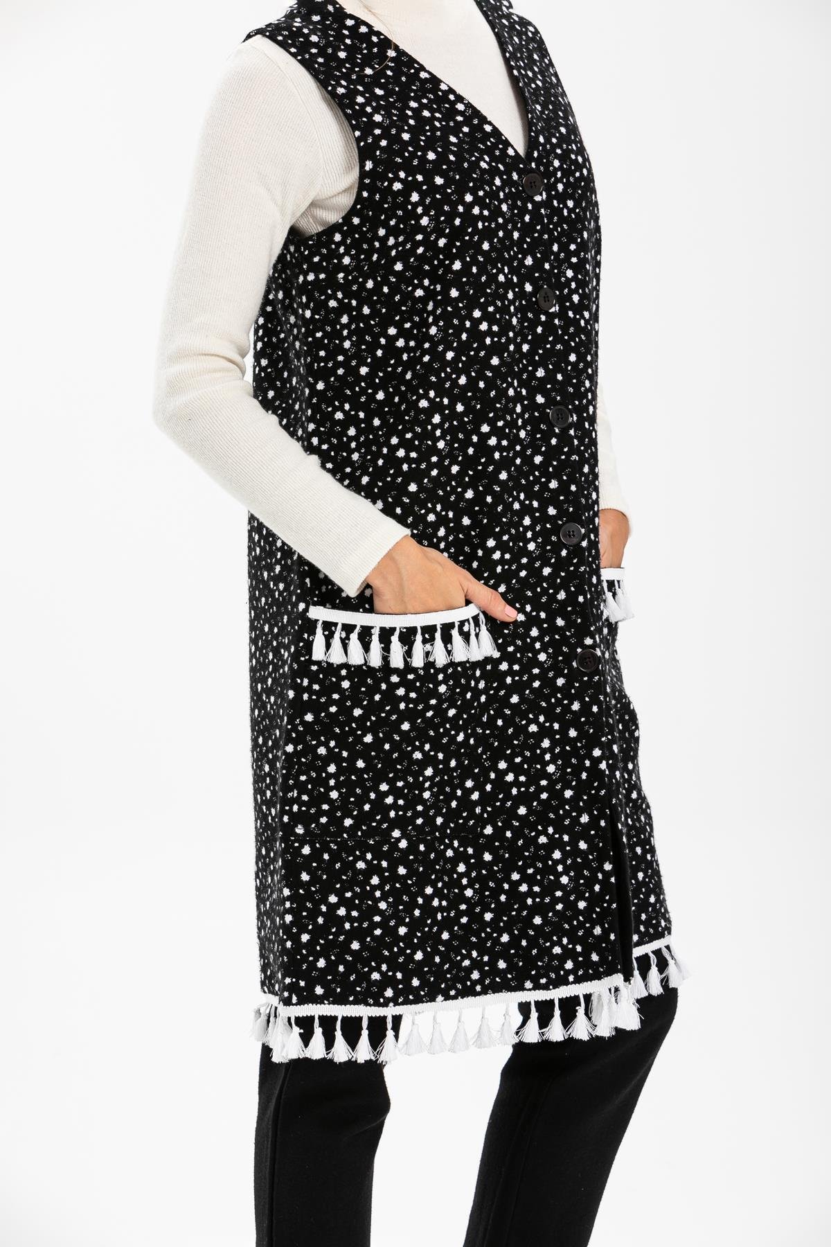 Tuğba Flannel Vest Crispy Pattern White