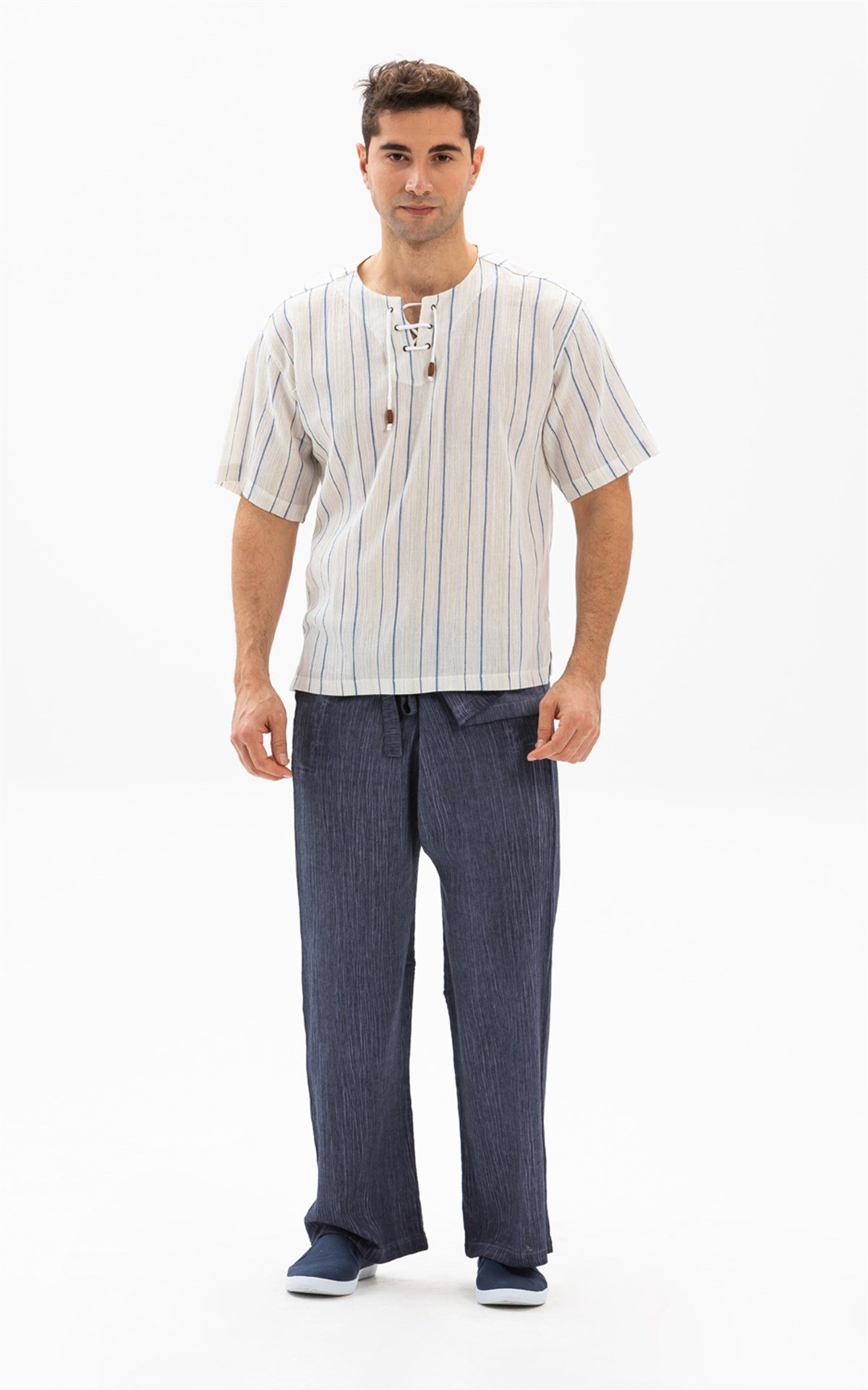 Unisex Şile Bezi Balıkçı Pantolon İndigo indg