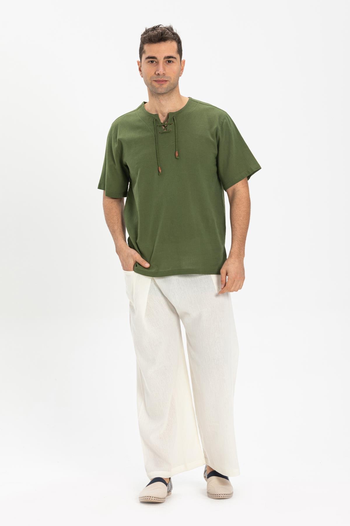 Unisex Şile Bezi Balıkçı Pantolon Krem Krm