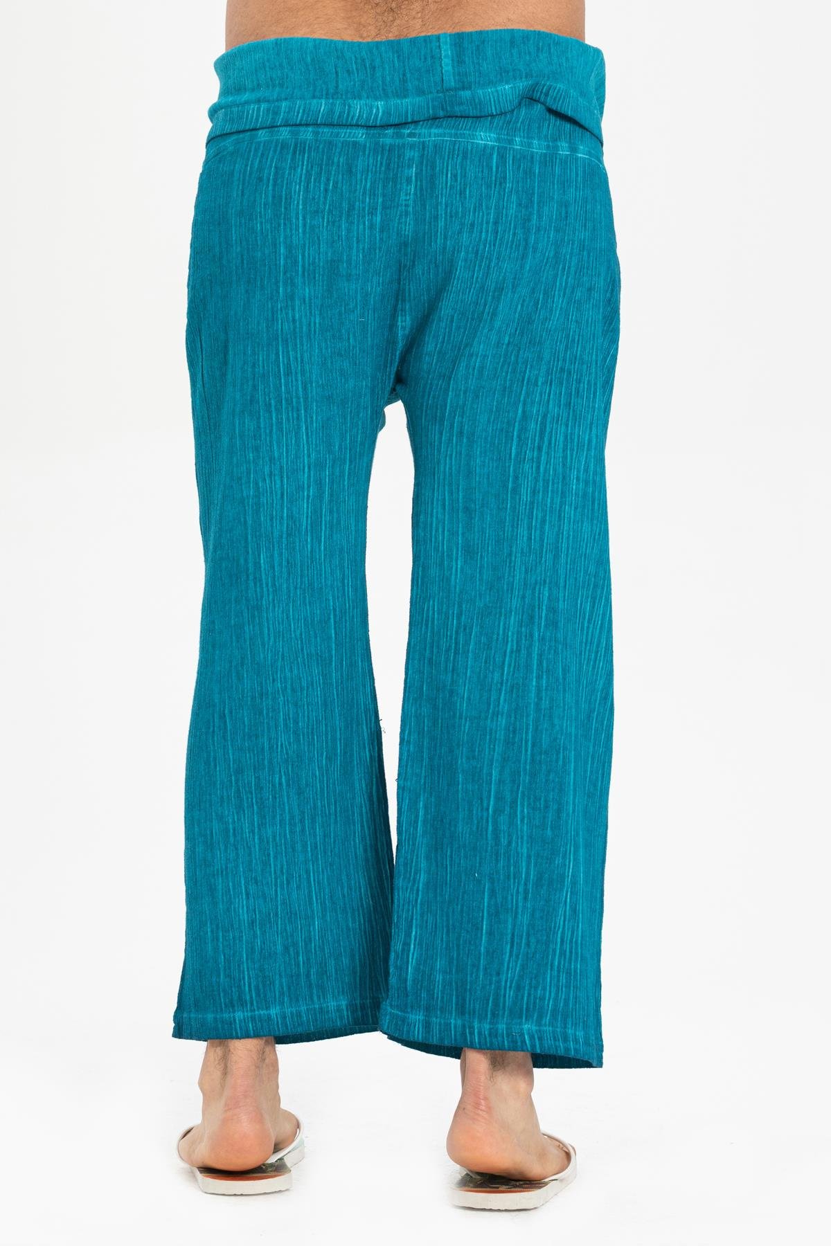 Unisex Şile Bezi Balıkçı Pantolon Turkuaz Trkz