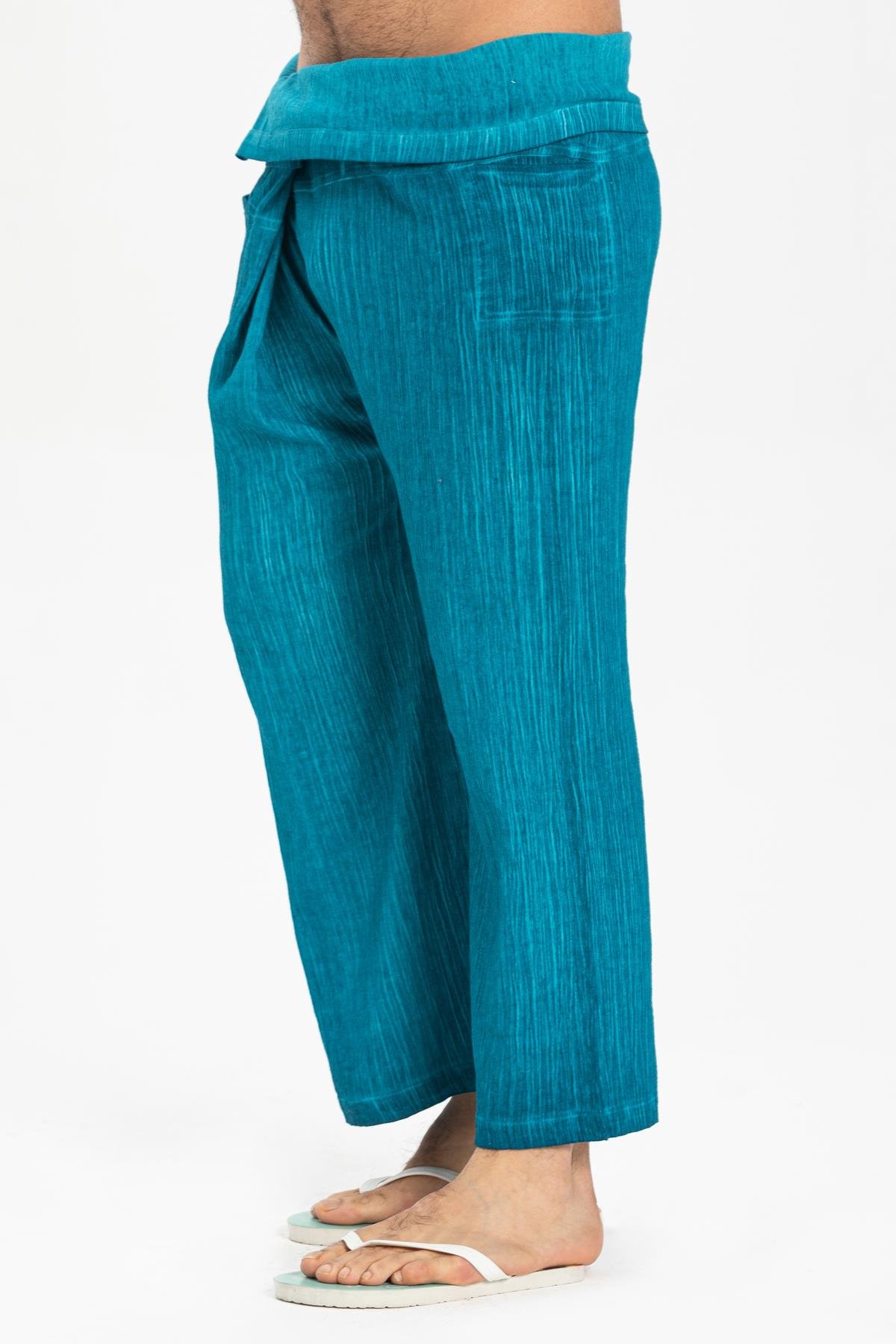 Unisex Şile Bezi Balıkçı Pantolon Turkuaz Trkz