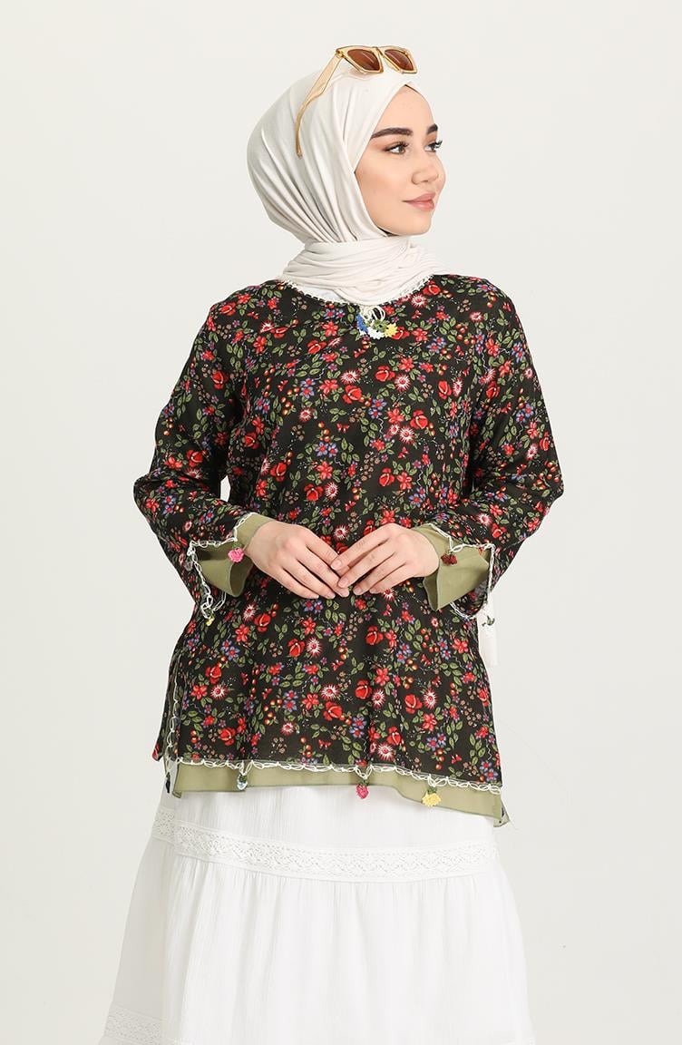 Uzun Kol Ceyda Vual Bluz Siyah 6162