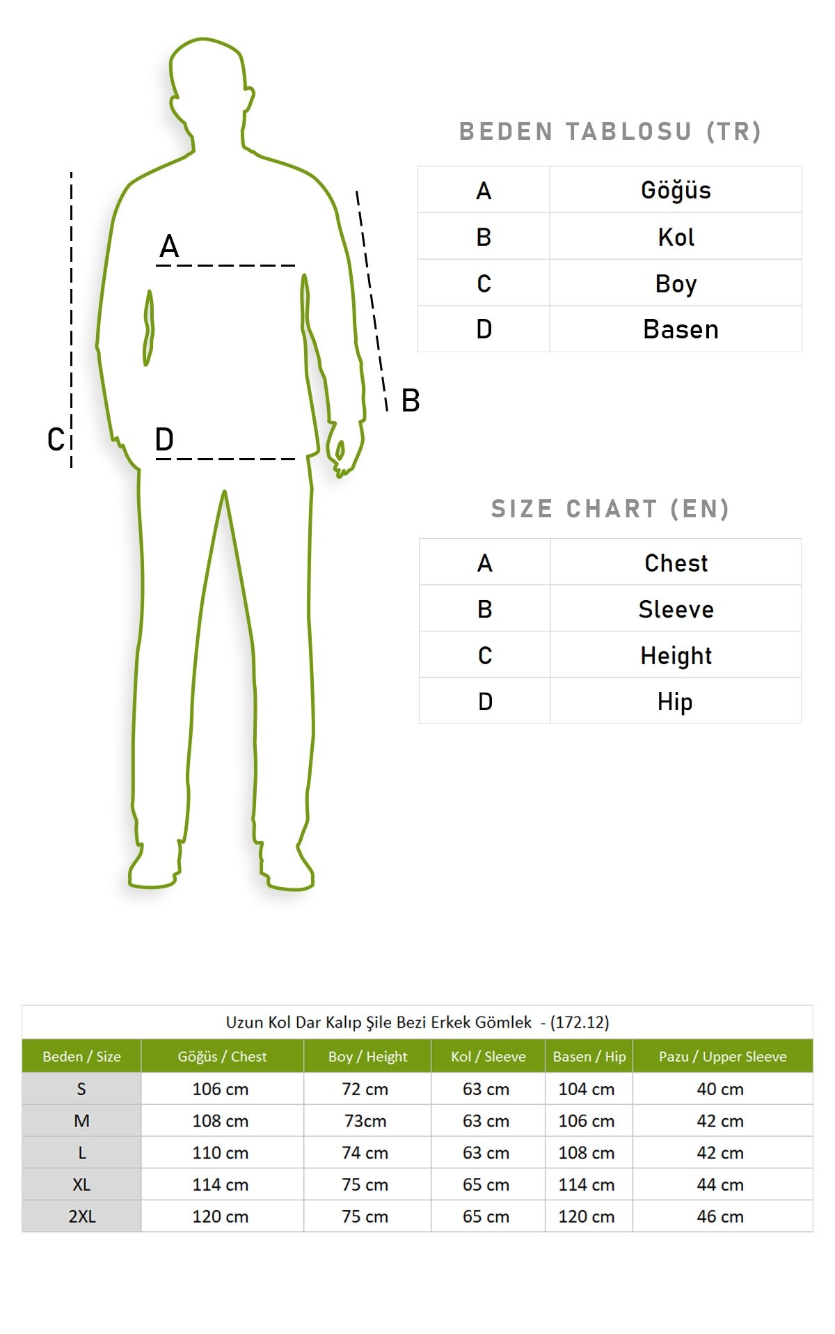 Uzun Kol Dar Kalıp Şile Bezi Erkek Gömlek Haki 3049