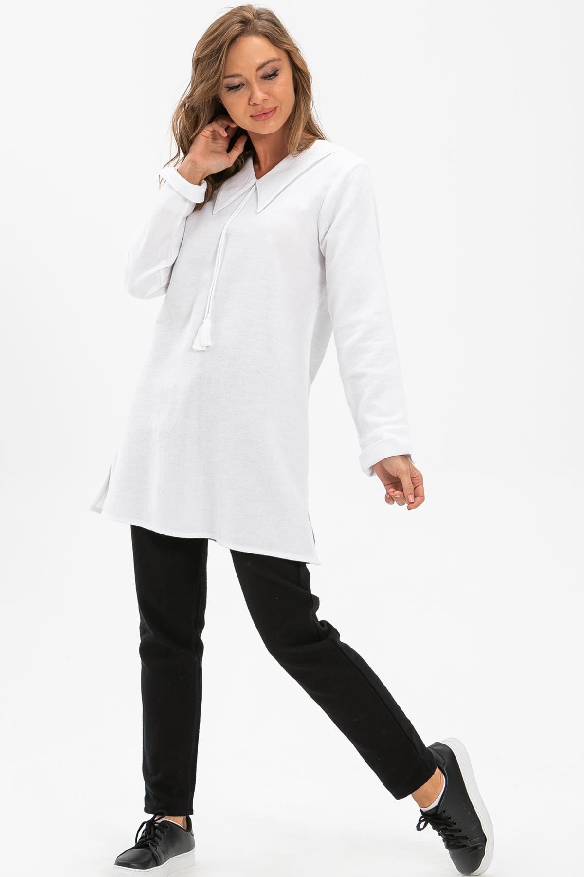 Deniz Flannel Tunic White
