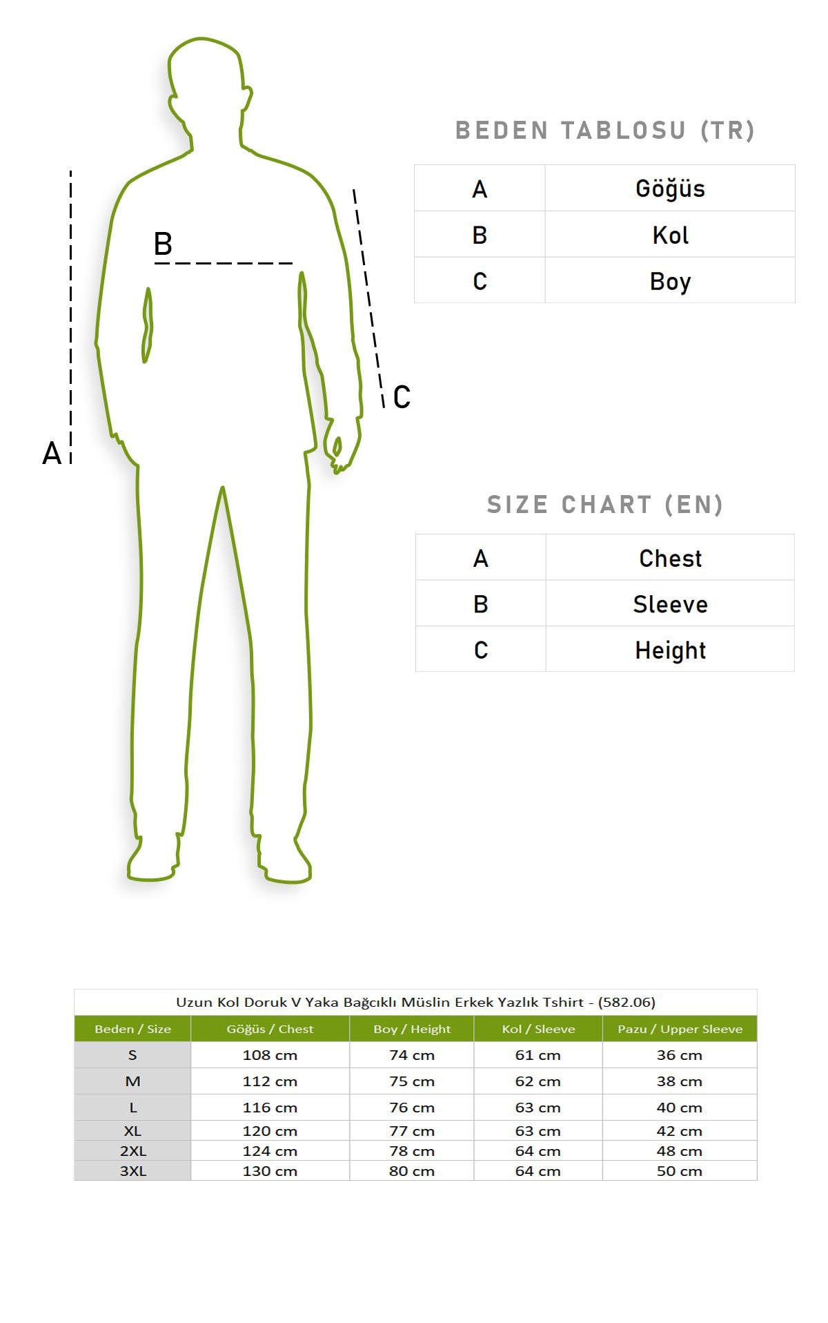 Uzun Kol Doruk V Yaka Bağcıklı Müslin Erkek Yazlık Tshirt Siyah Syh