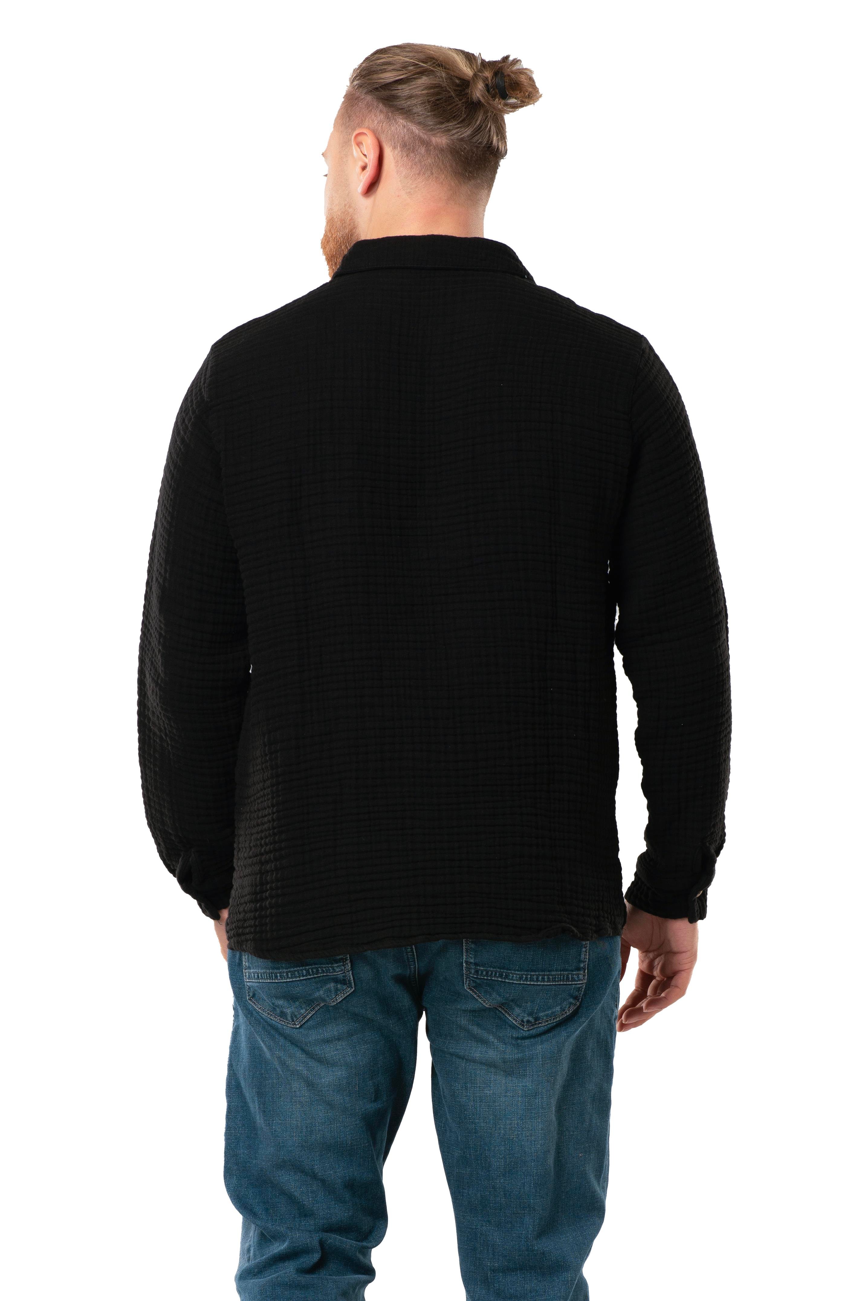 Uzun Kol Double Müslin Erkek Sonbahar ve Kışlık Sweatshirt Siyah Syh