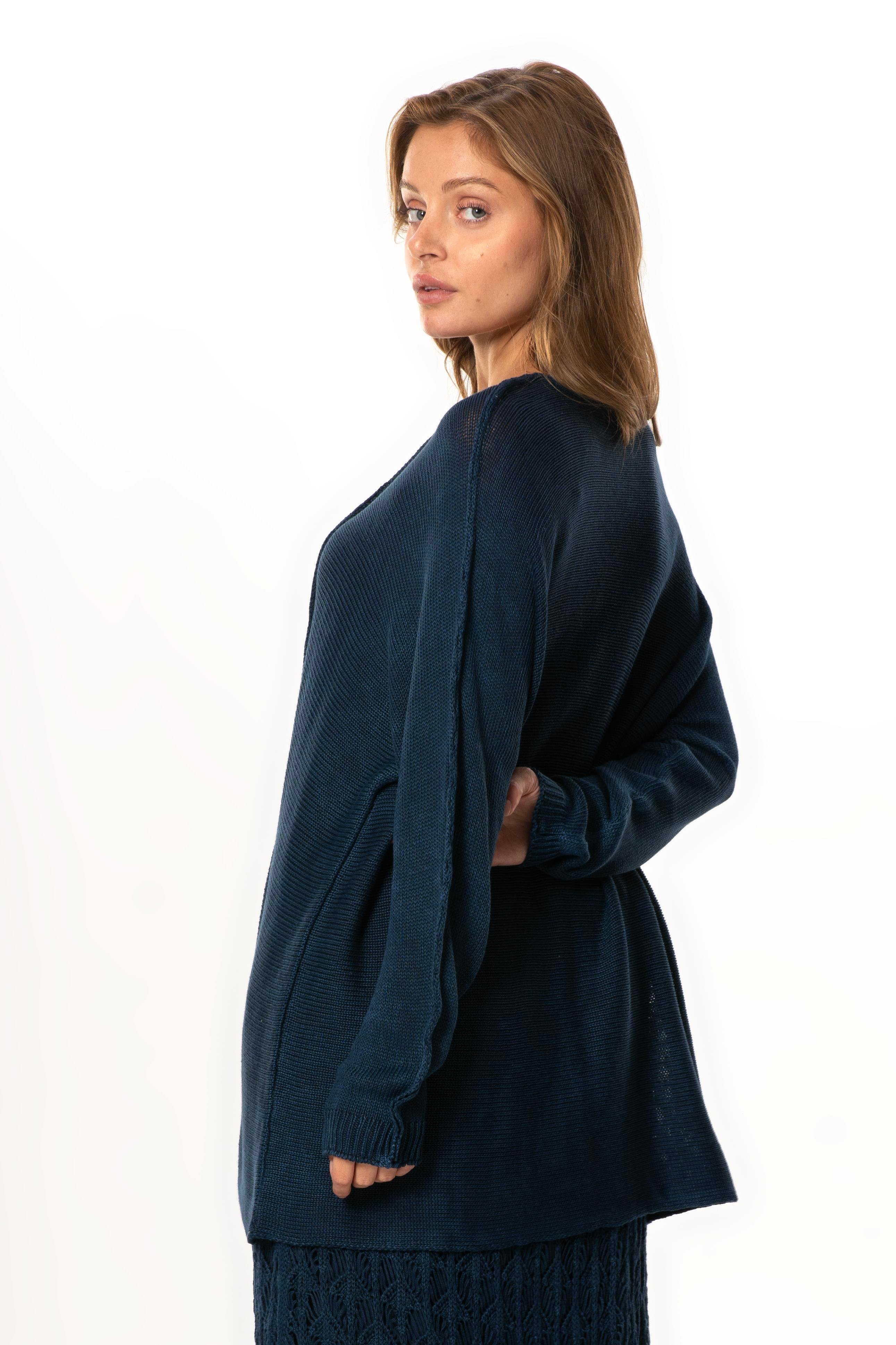 Uzun Kol Elvan Sonbahar ve Kışlık Triko Bluz Lacivert Lcvt