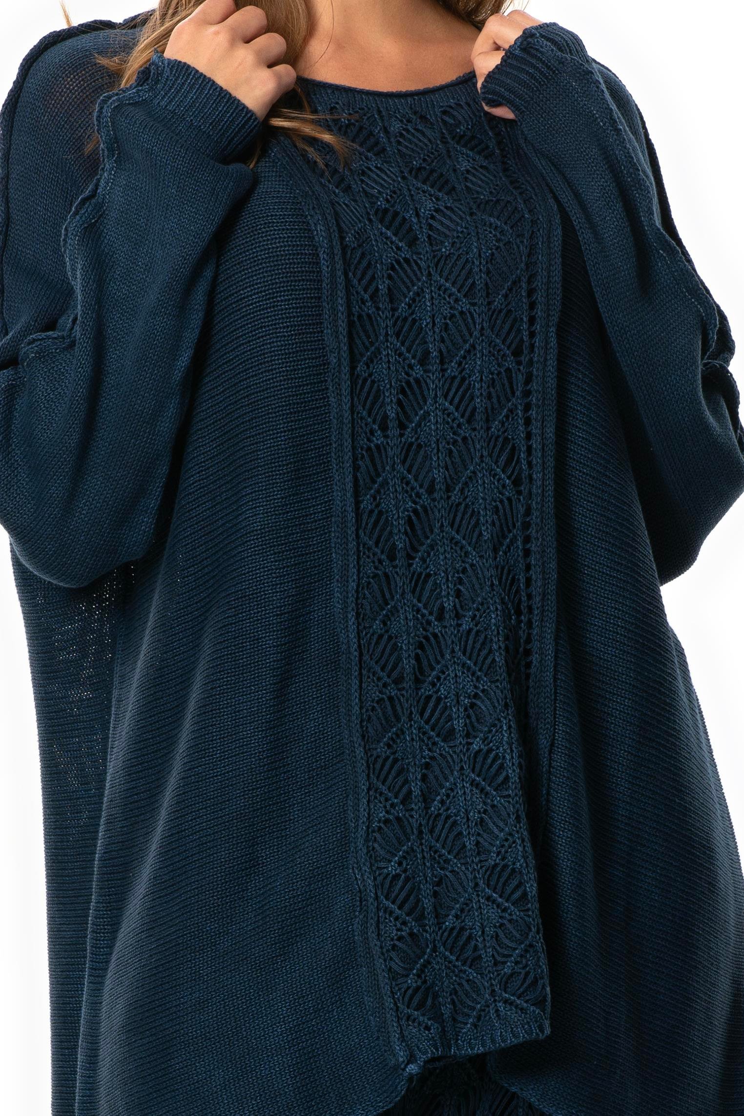 Uzun Kol Elvan Sonbahar ve Kışlık Triko Bluz Lacivert Lcvt