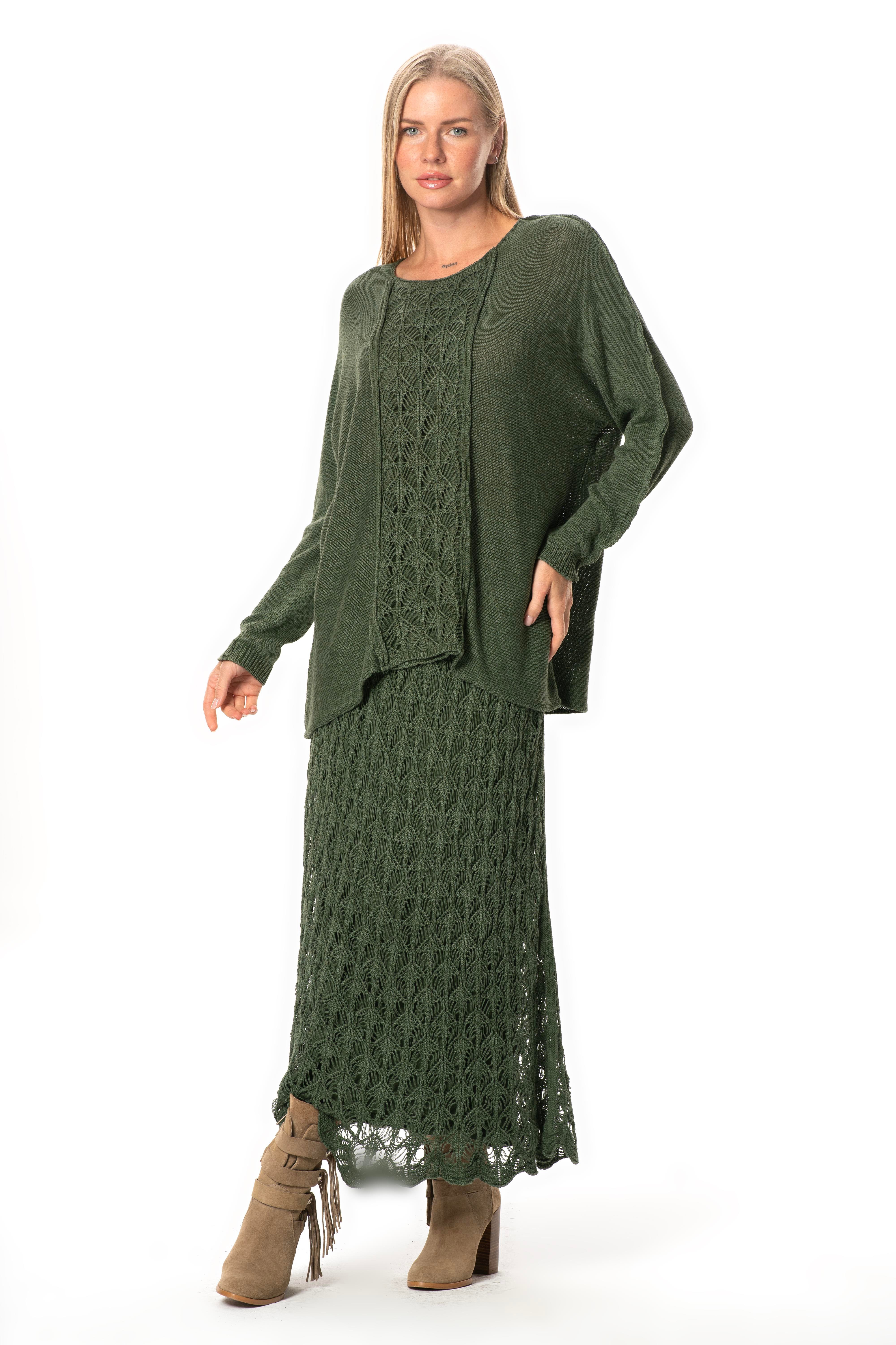 Uzun Kol Elvan Sonbahar ve Kışlık Triko Bluz Haki Hk