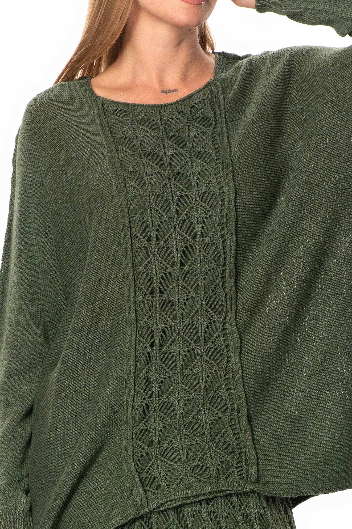 Uzun Kol Elvan Sonbahar ve Kışlık Triko Bluz Haki Hk