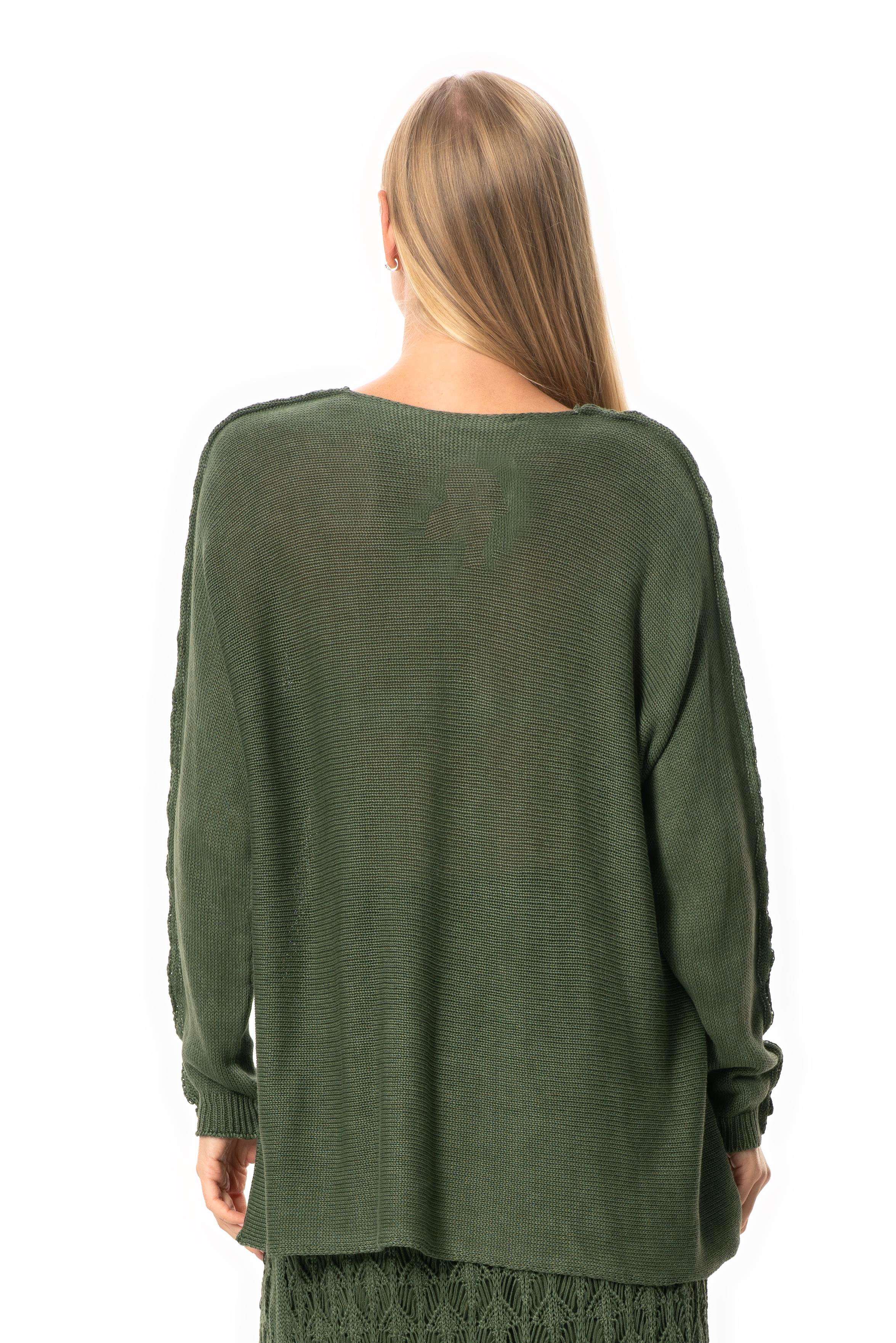 Uzun Kol Elvan Sonbahar ve Kışlık Triko Bluz Haki Hk