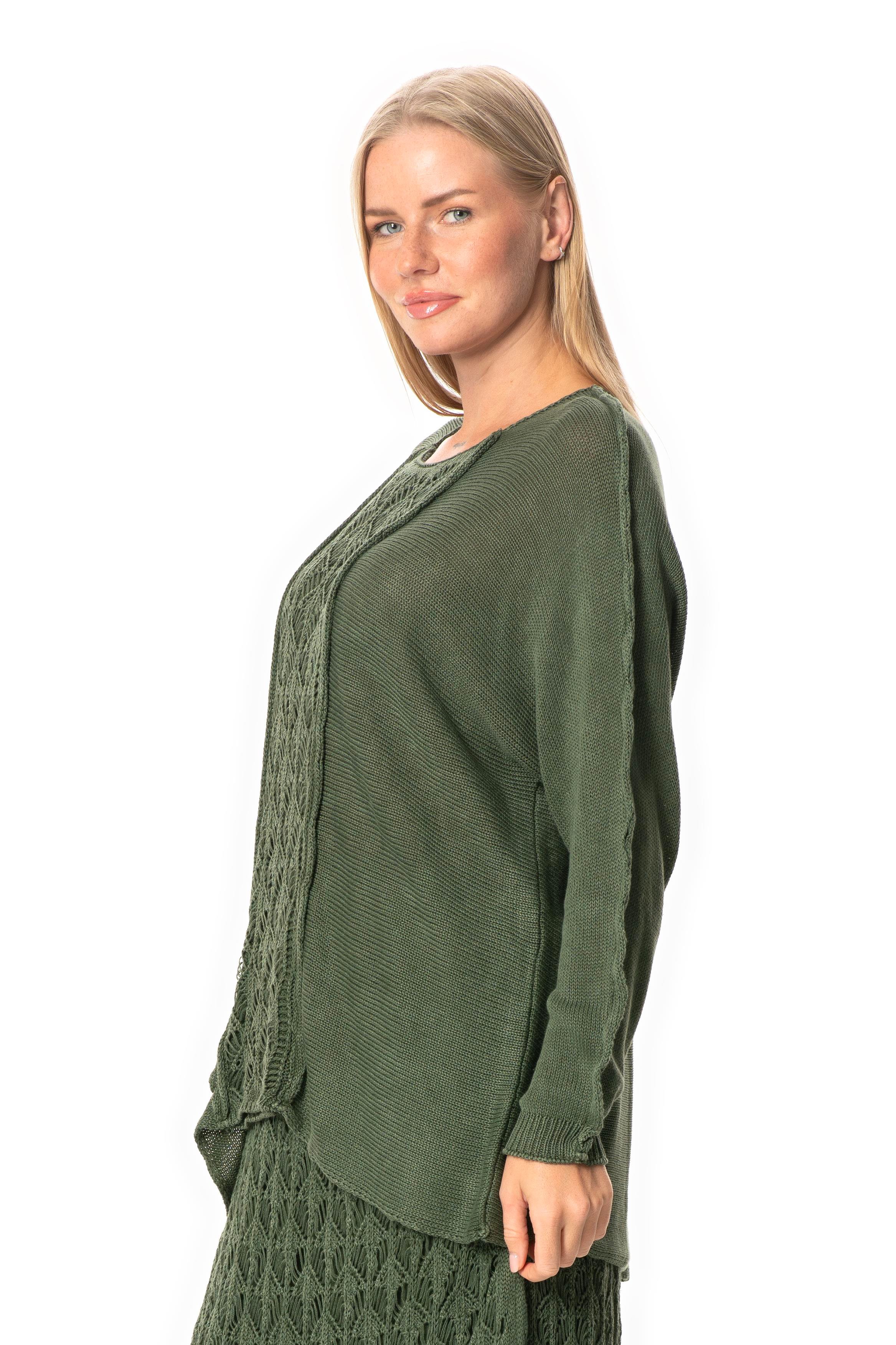 Uzun Kol Elvan Sonbahar ve Kışlık Triko Bluz Haki Hk