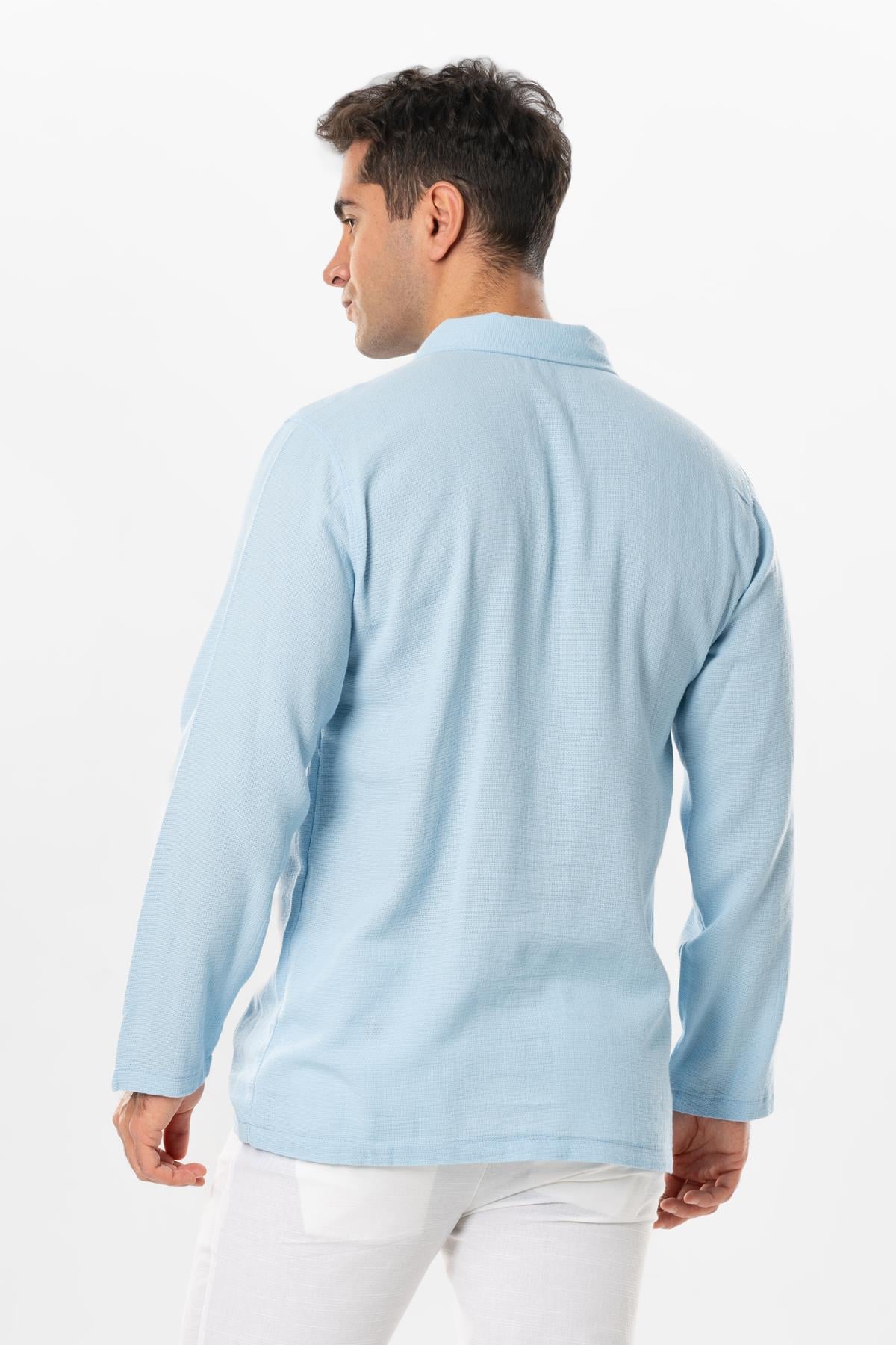 Long Sleeve Foça Violet Men's Summer Tshirt Ice Blue
