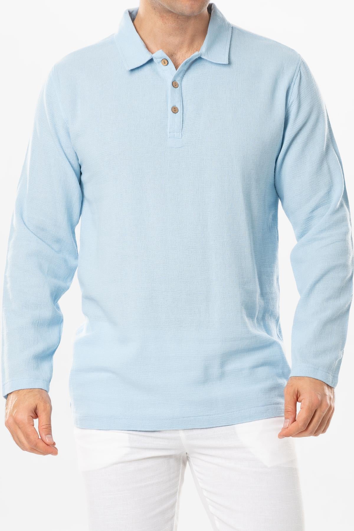 Long Sleeve Foça Violet Men's Summer Tshirt Ice Blue