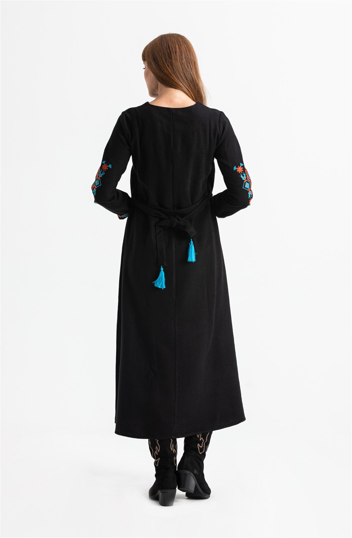 Uzun Kol Mahur Pazen Uzun Elbise Siyah Syh