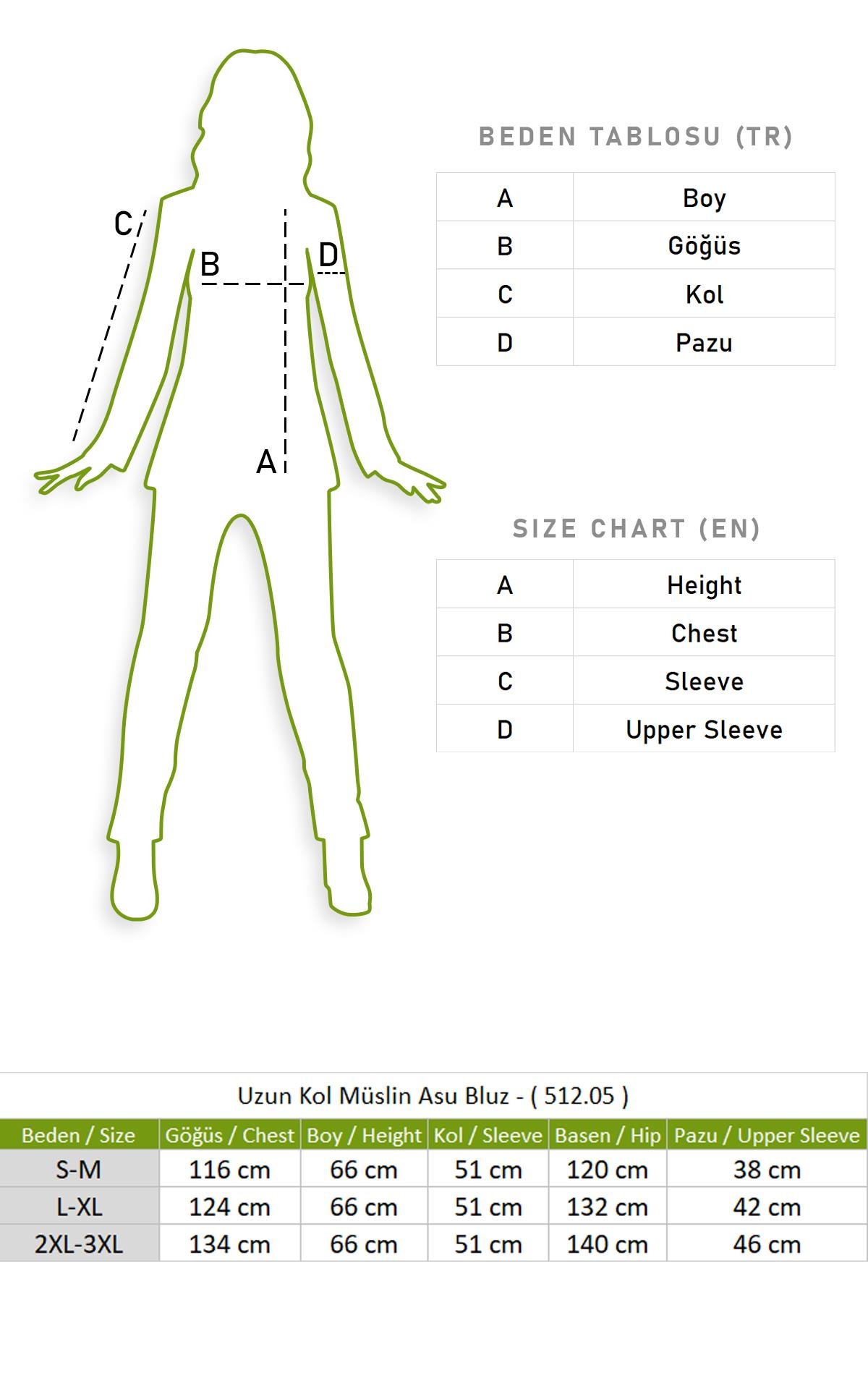 Uzun Kol Müslin Asu Bluz Vizon Vzn