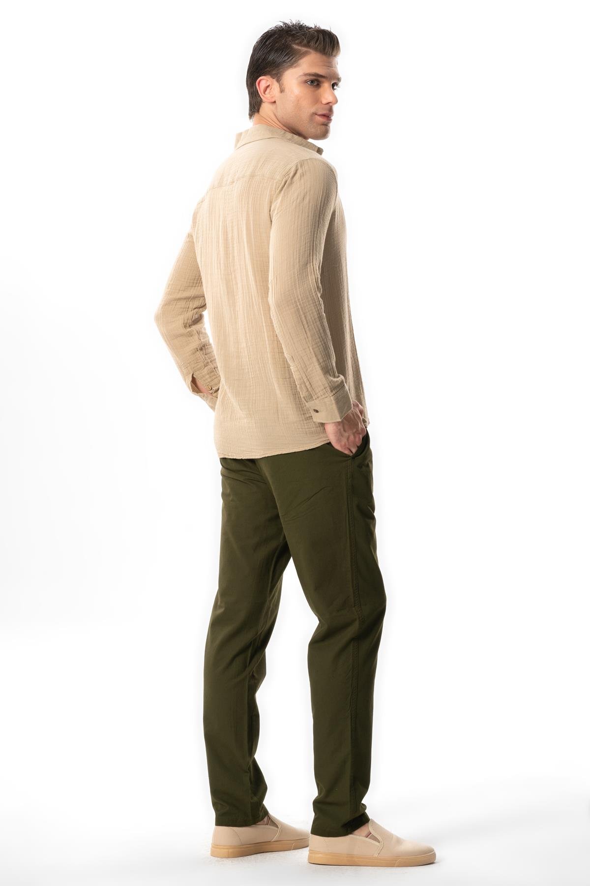 Long Sleeve Muslin Summer Men's Shirt Mink 