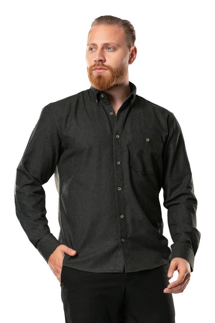 Uzun Kol Oduncu Erkek Pazen Sonbahar ve Kışlık Gömlek Balıksırtı Füme 4043